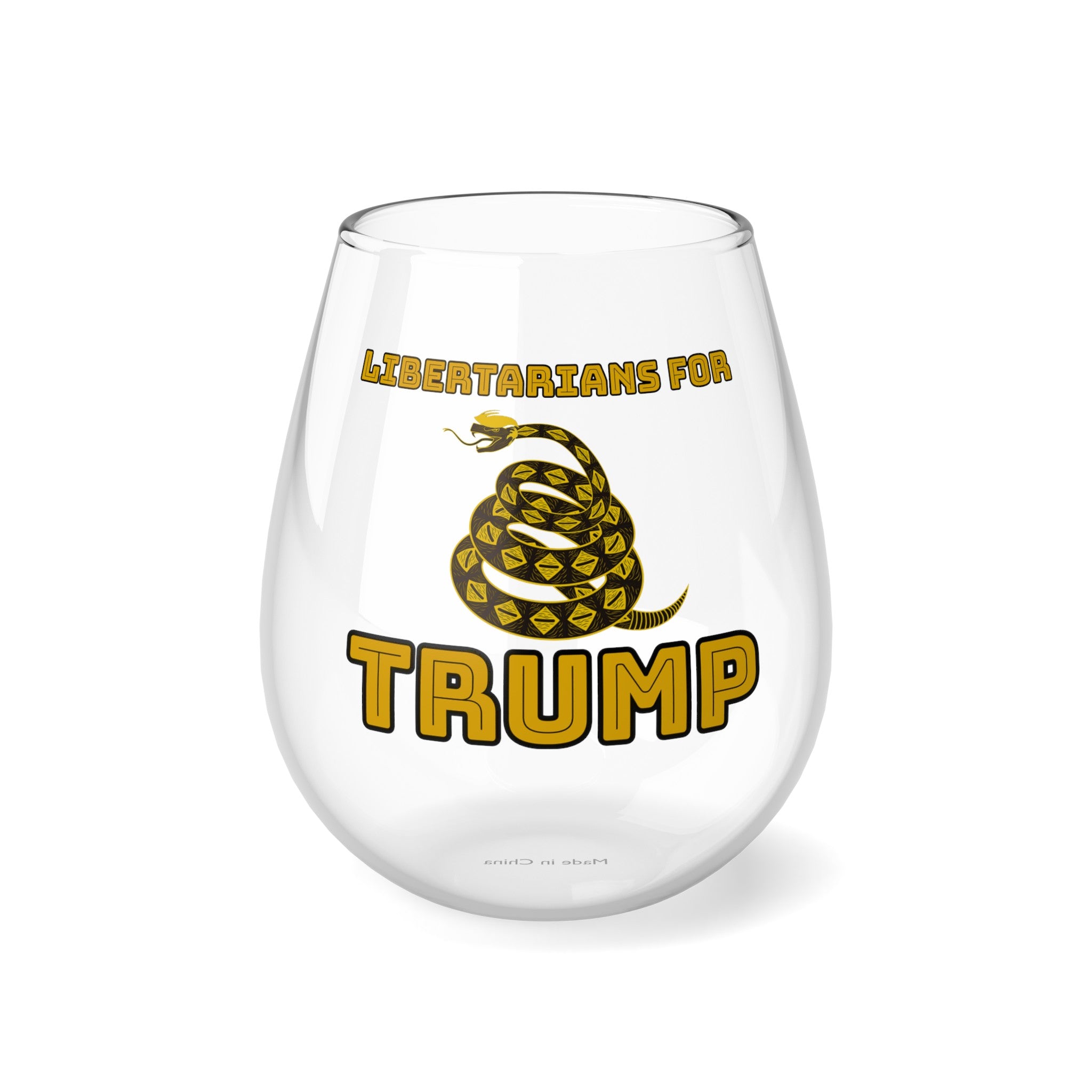Libertarians for Trump Gadsden Stemless Wine Glass, 11.75oz