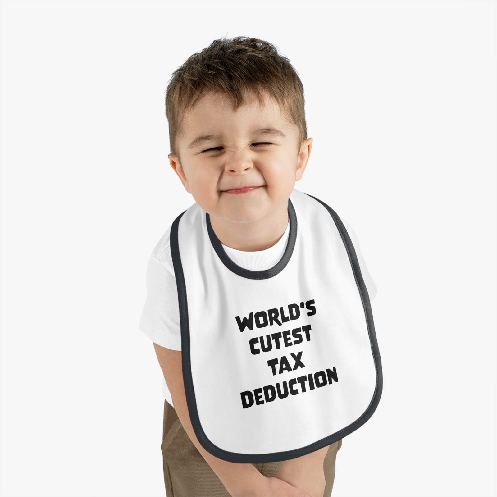World's Cutest Tax Deduction Baby Contrast Trim Jersey Bib