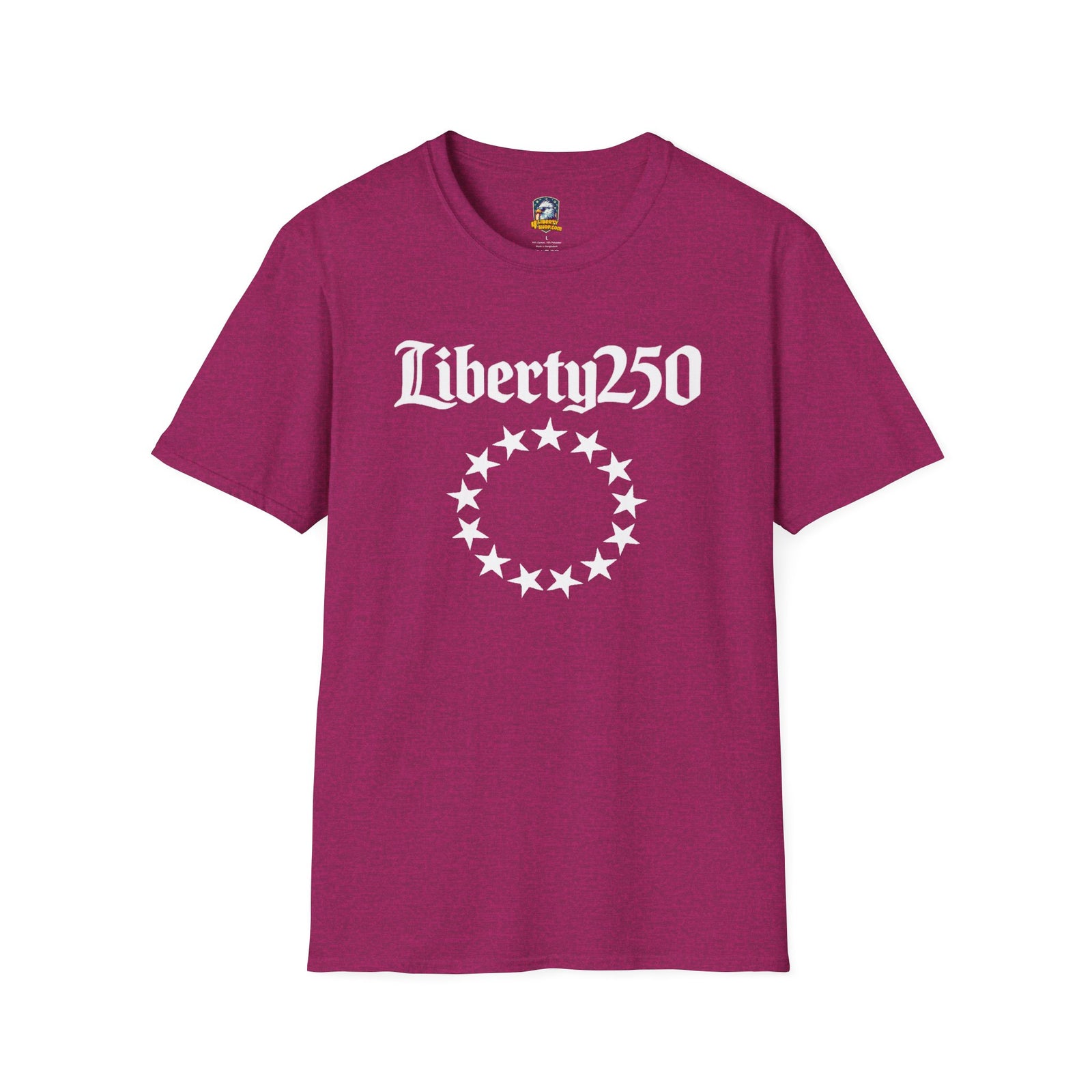 Liberty250 T-Shirt — Vintage Betsy Ross Star Circle Patriotic Tee - 4LibertyShop.com