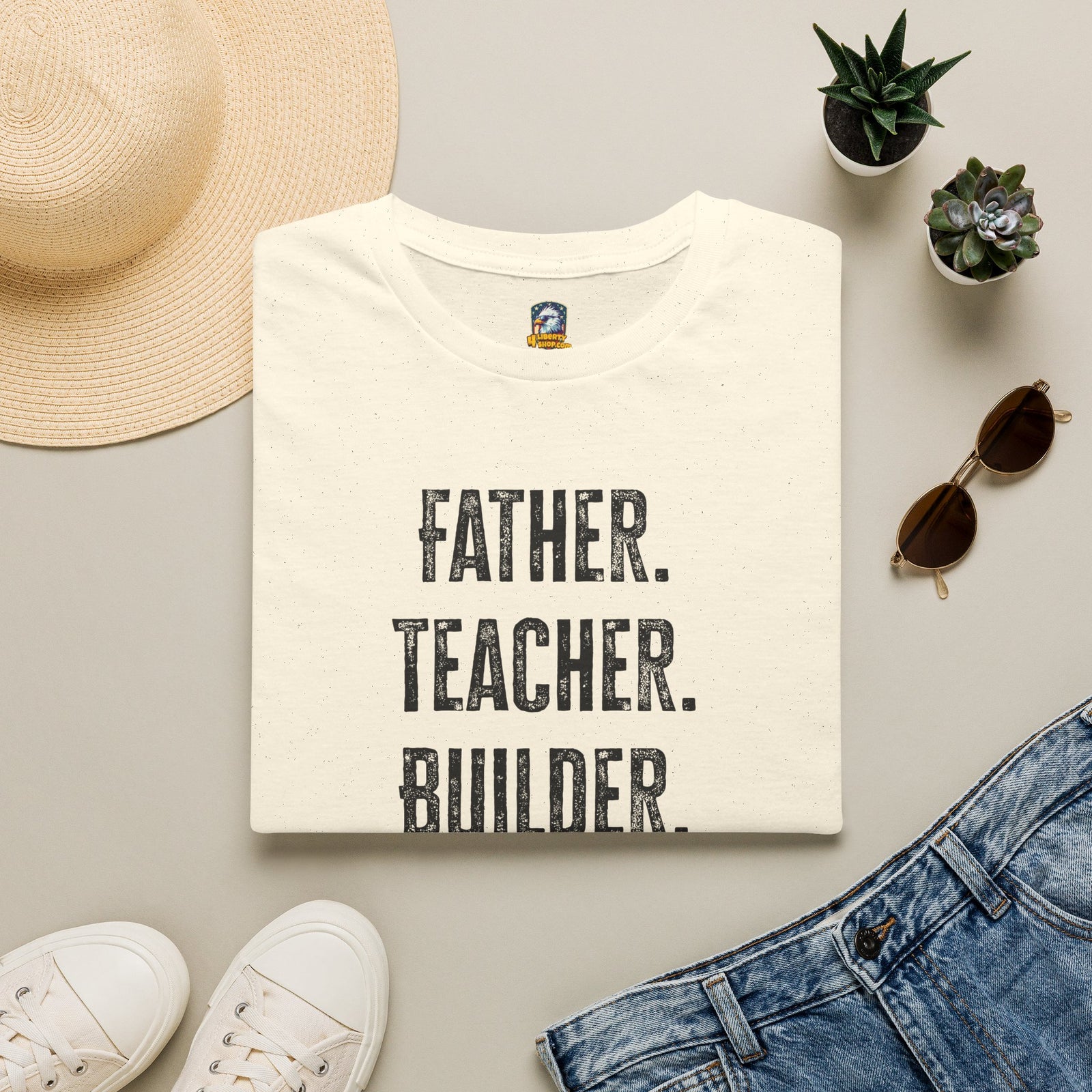 Homeschool Workshop - Father. Teacher. Builder. Homeschool Dad T-Shirt - 4LibertyShop.com