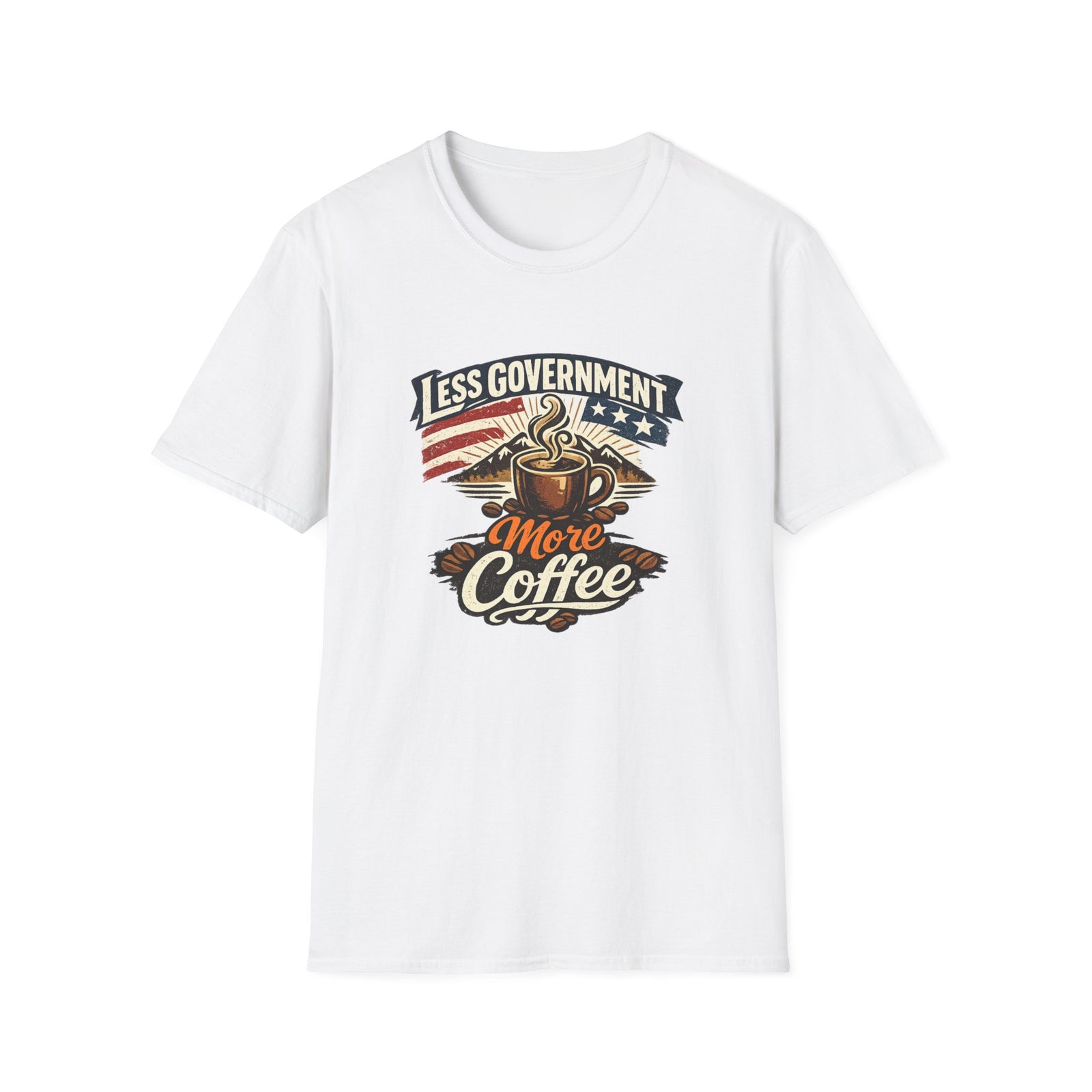 Less Government More Coffee T-Shirt — Patriotic Vintage Coffee Lover Tee - 4LibertyShop.com
