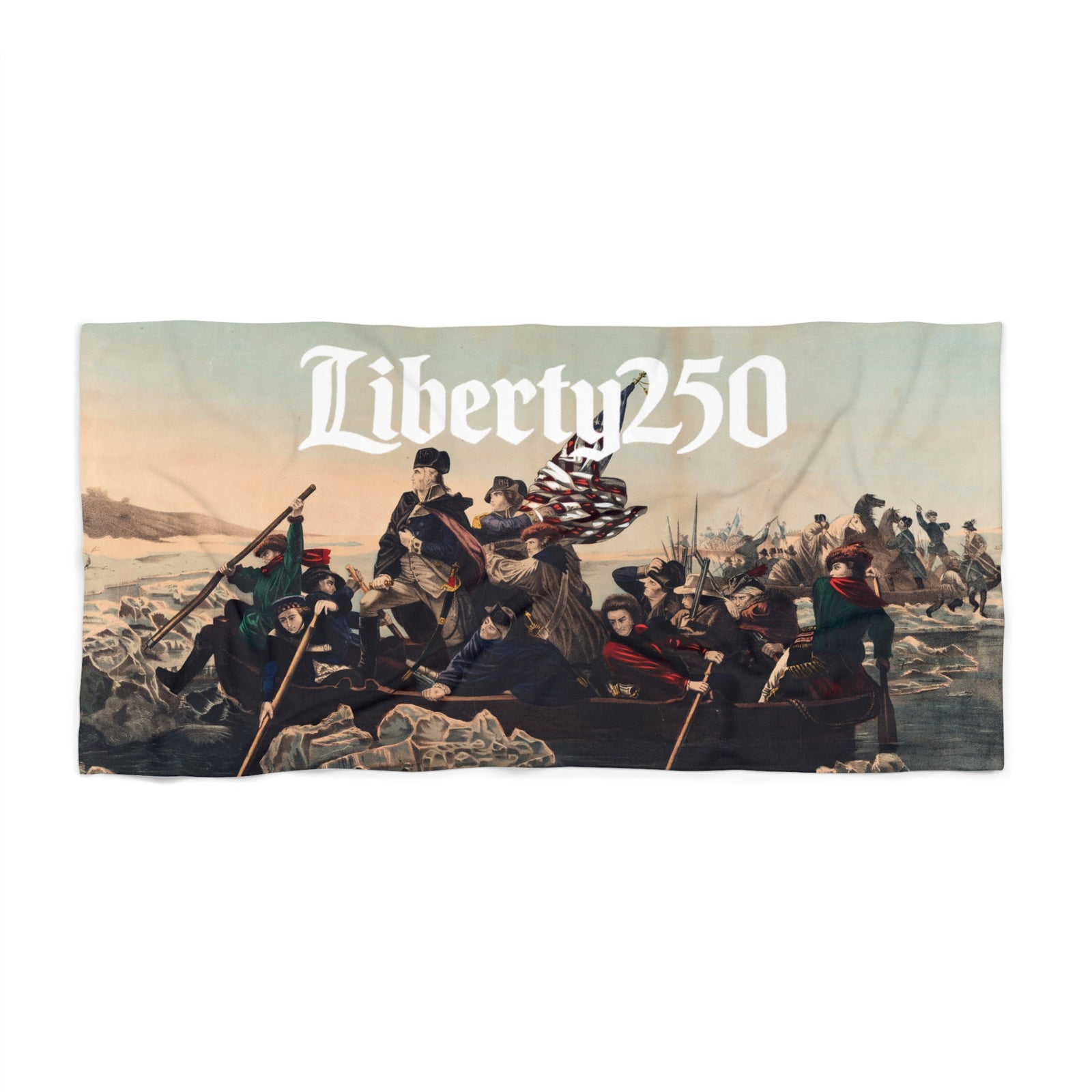 Liberty250 Washington Crossing Beach Towel — Patriotic Revolutionary War Design