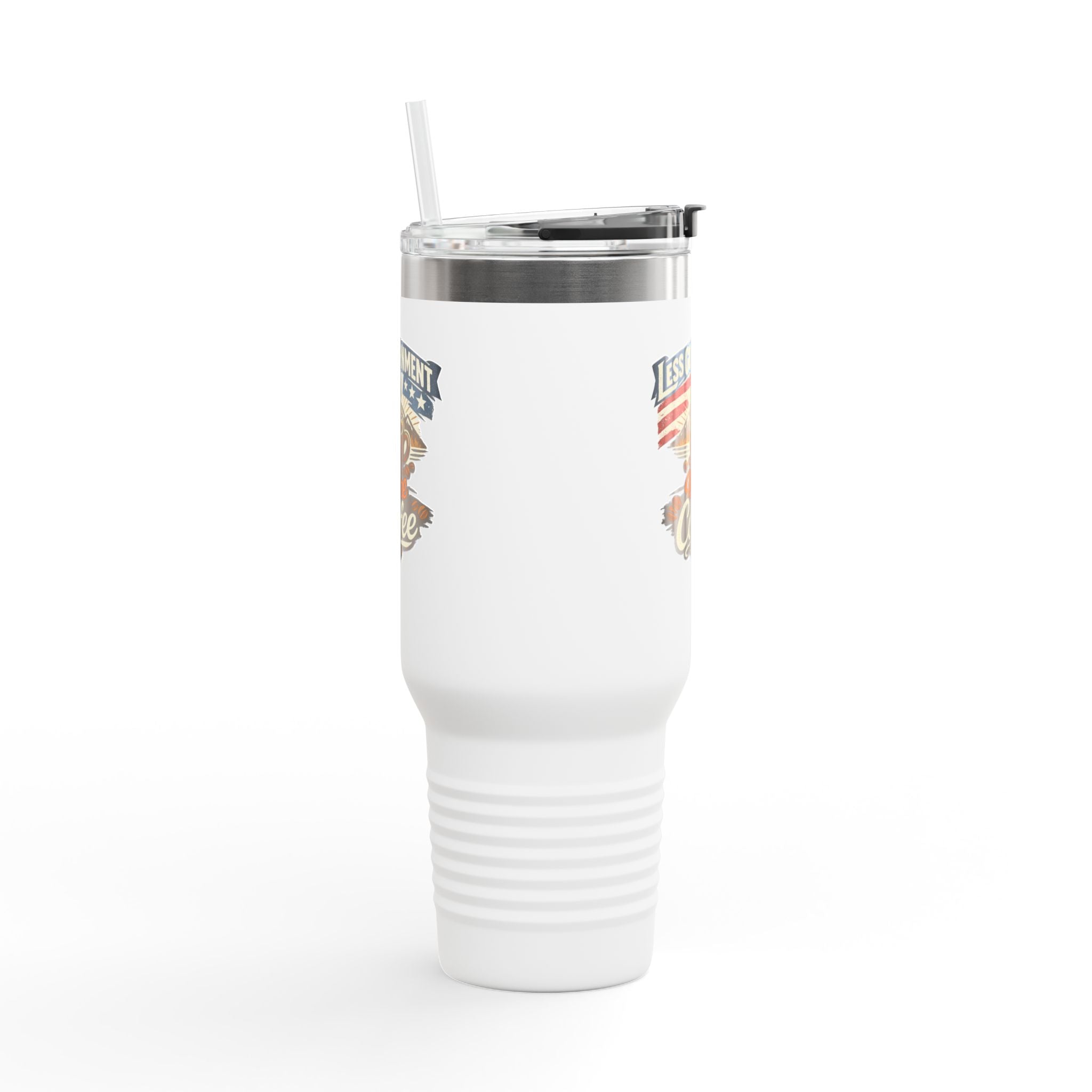 Insulated Travel Mug - "Less Government More Coffee" 40oz Stainless Tumbler - 4LibertyShop.com