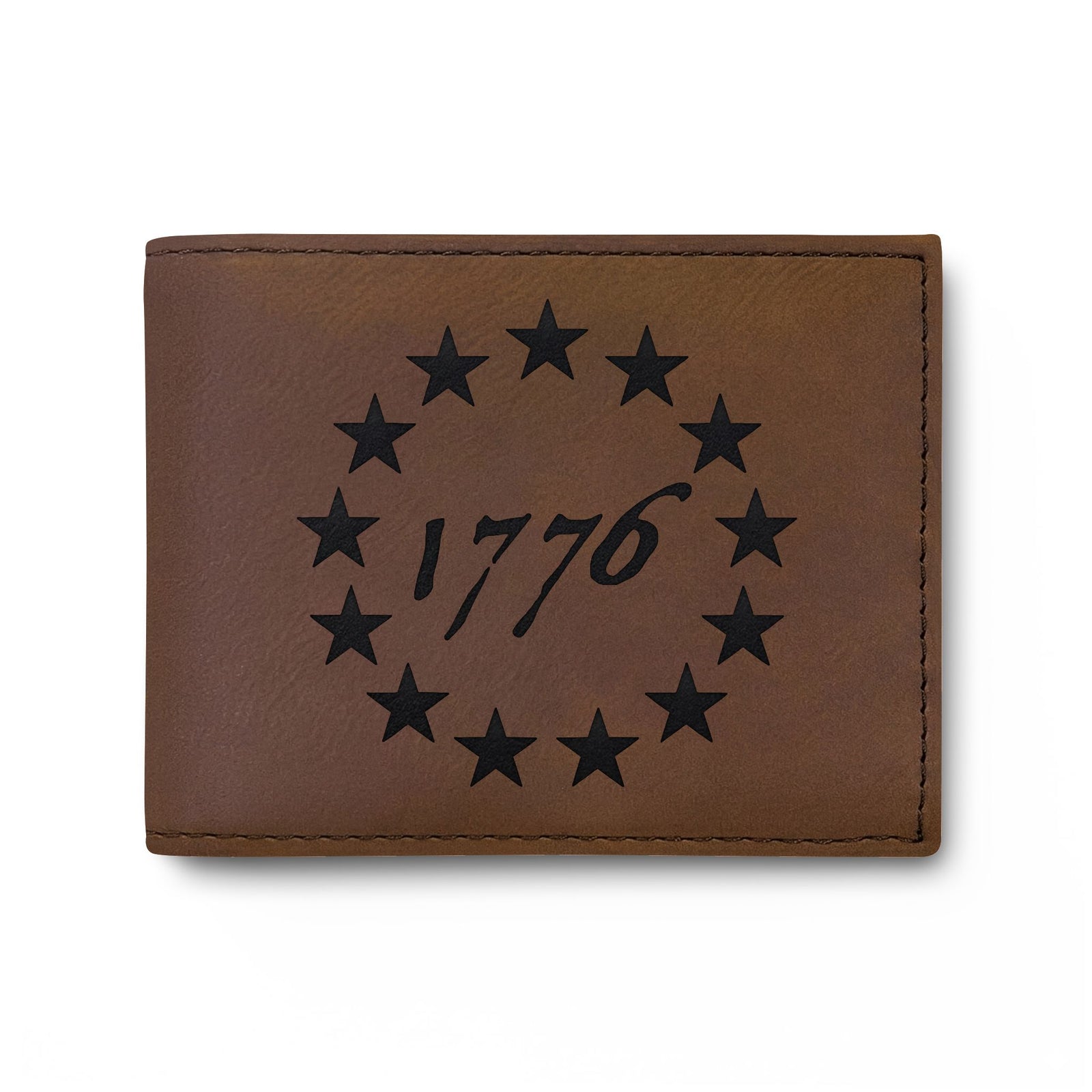 Bi-Fold Wallet – 1776 Betsy Ross Stars Leather Wallet