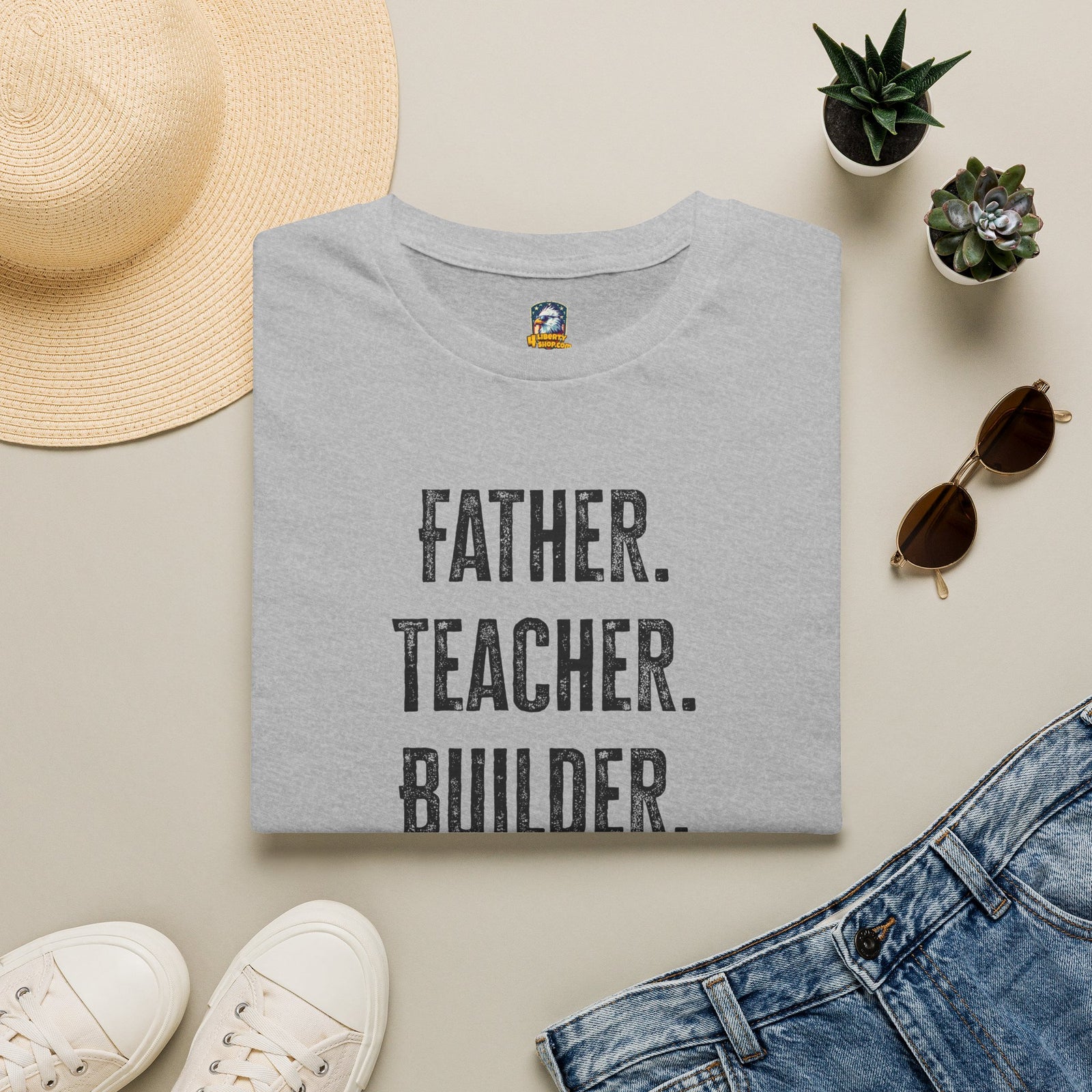 Homeschool Workshop - Father. Teacher. Builder. Homeschool Dad T-Shirt - 4LibertyShop.com