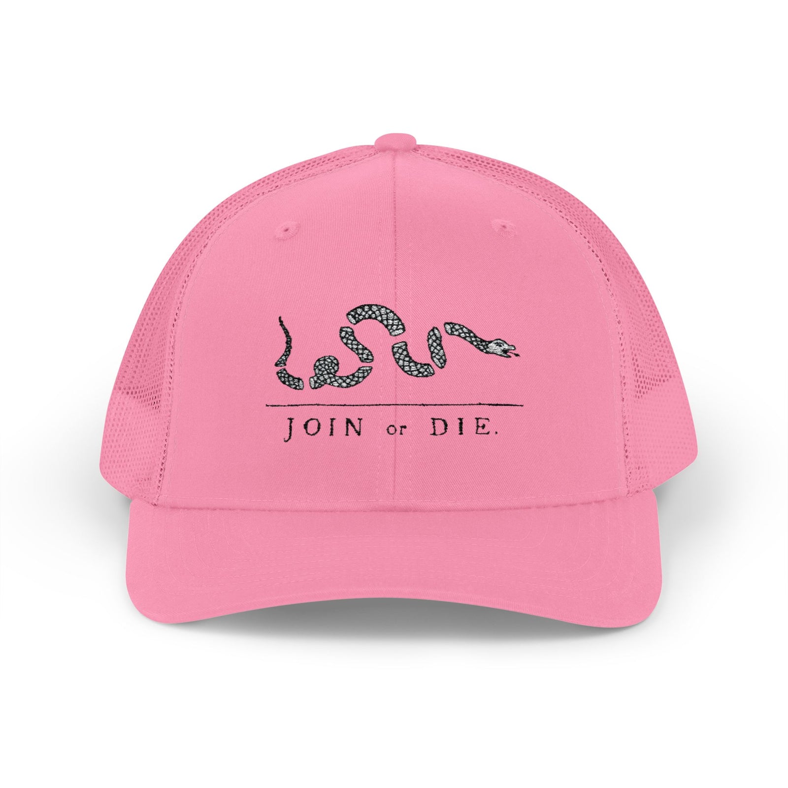 Join or Die Snake Trucker Cap — Historical Revolutionary Snapback Hat