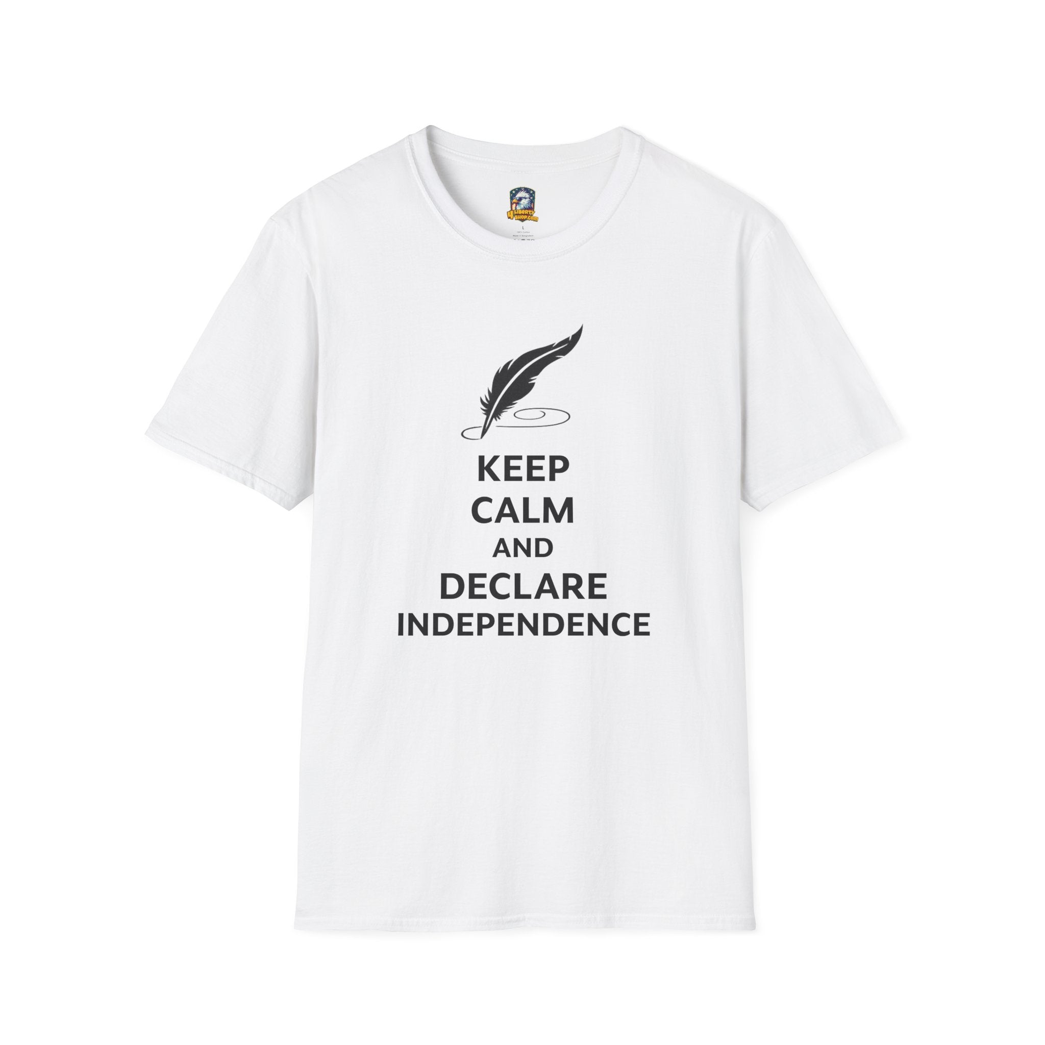 T-Shirt — "Keep Calm and Declare Independence" Quill Graphic Patriotic Tee