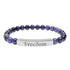 Engraved Natural Stone Stretch Bar Bracelet — "Freedom" Inspirational Beaded Bracelet — 4LibertyShop.com