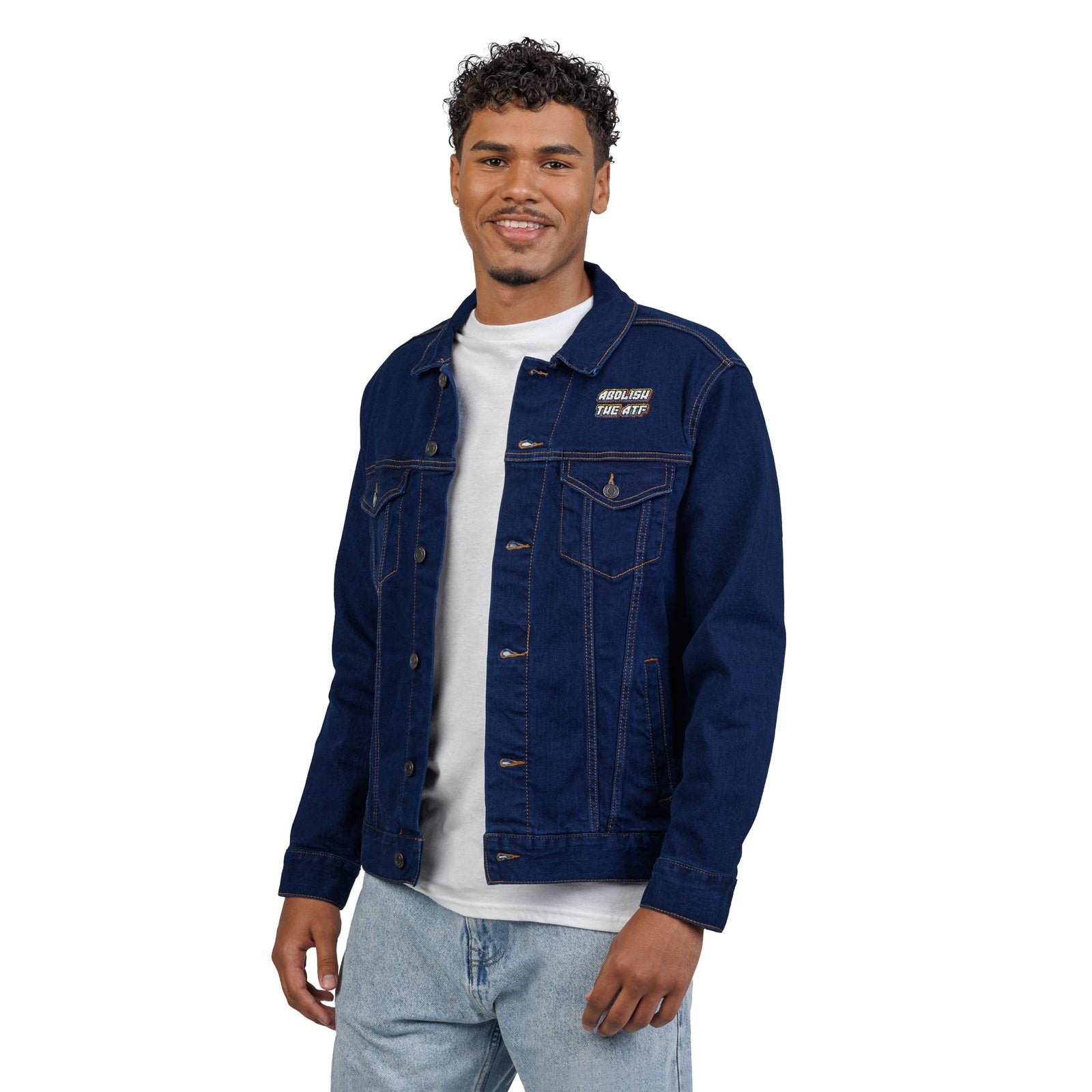 Abolish the ATF 2nd Amendment Denim Jacket with Gadsden Snake Sleeve