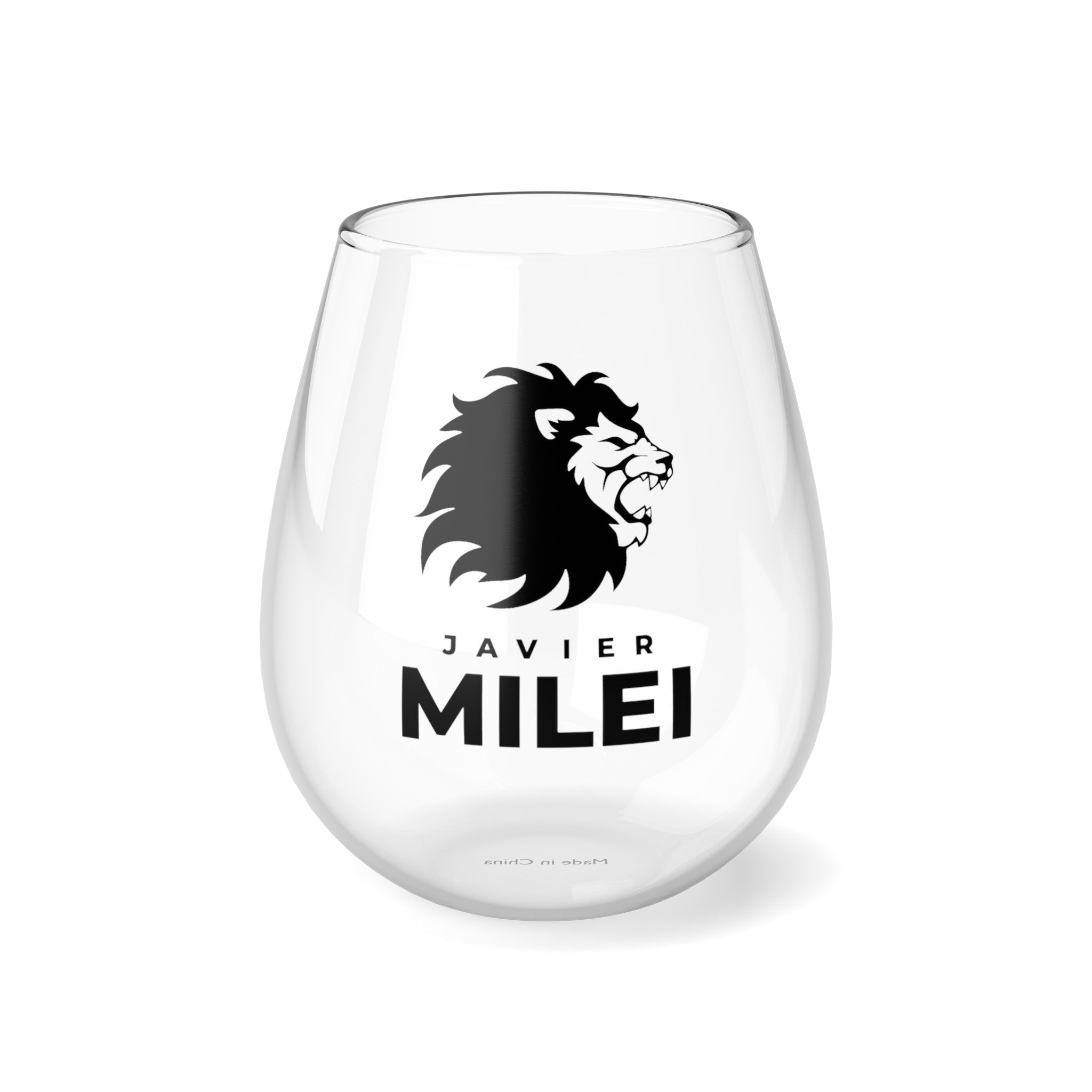 Javier Milei Lion Stemless Wine Glass, 11.75oz