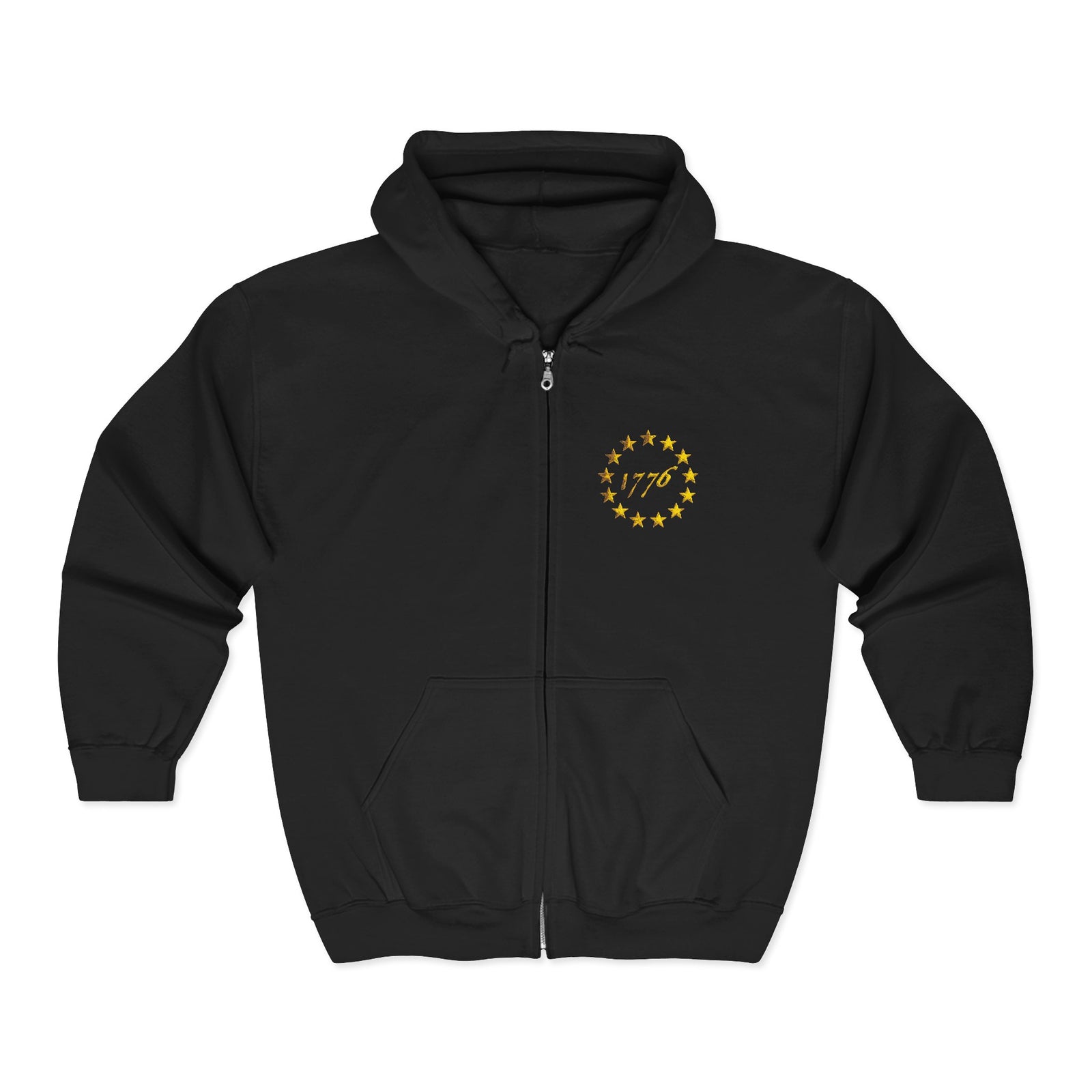 Embroidered 1776 Patriotic Full Zip Hoodie