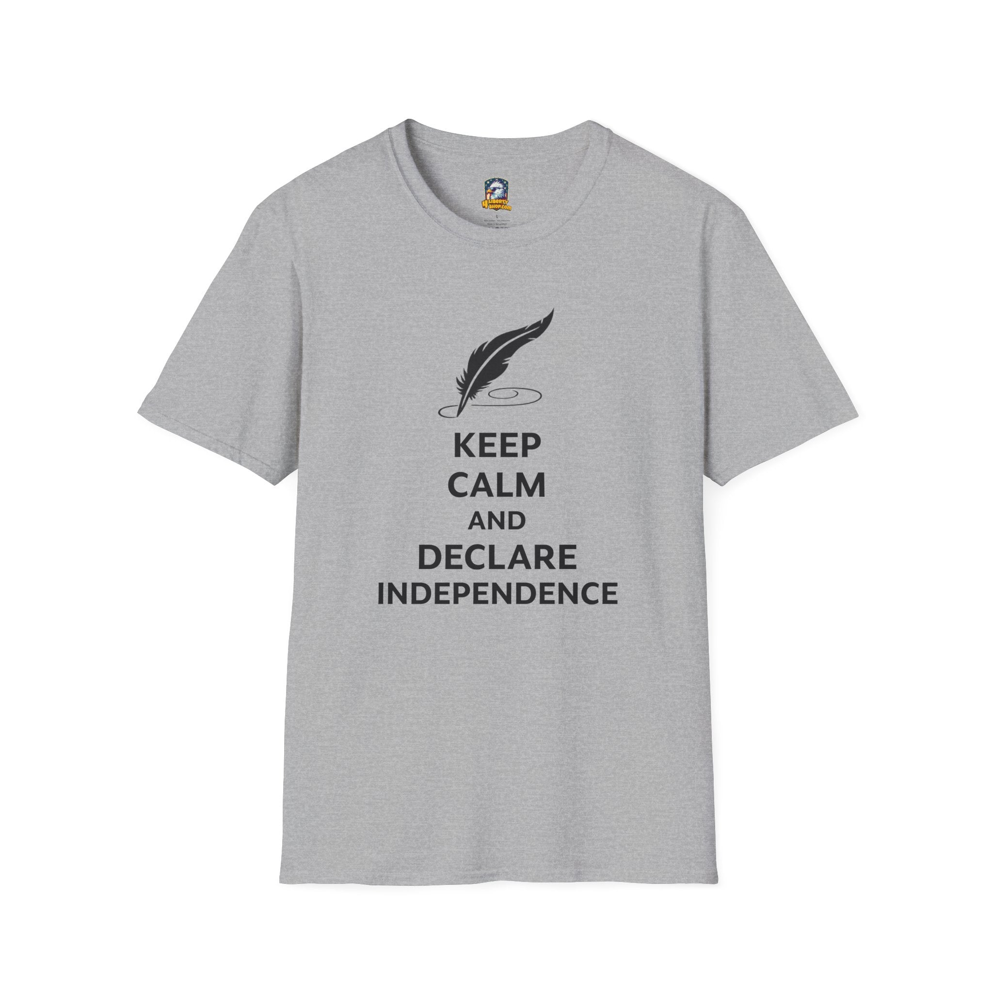 T-Shirt — "Keep Calm and Declare Independence" Quill Graphic Patriotic Tee
