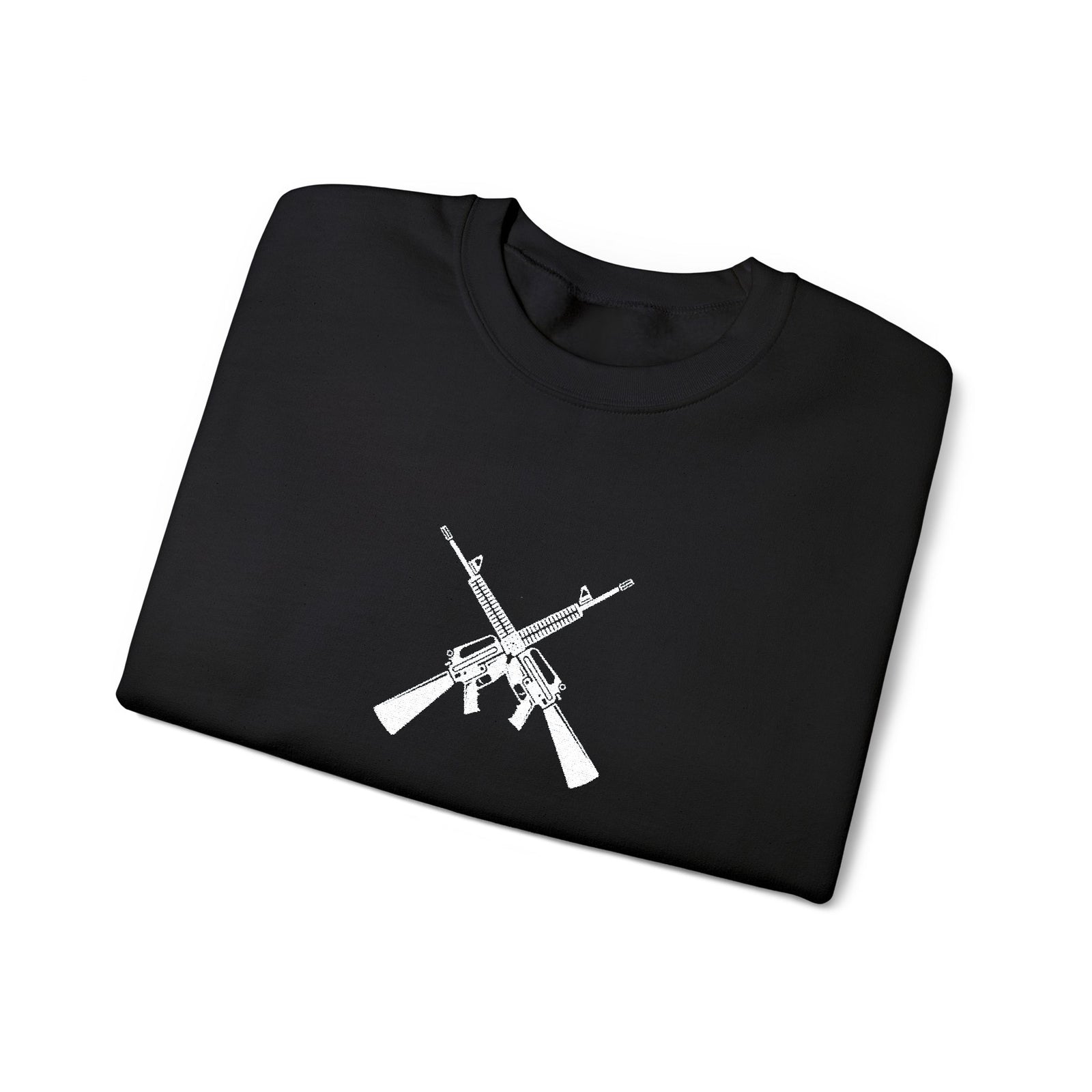 Crossed Rifles Crewneck Sweatshirt — Tactical Military Graphic Pullover