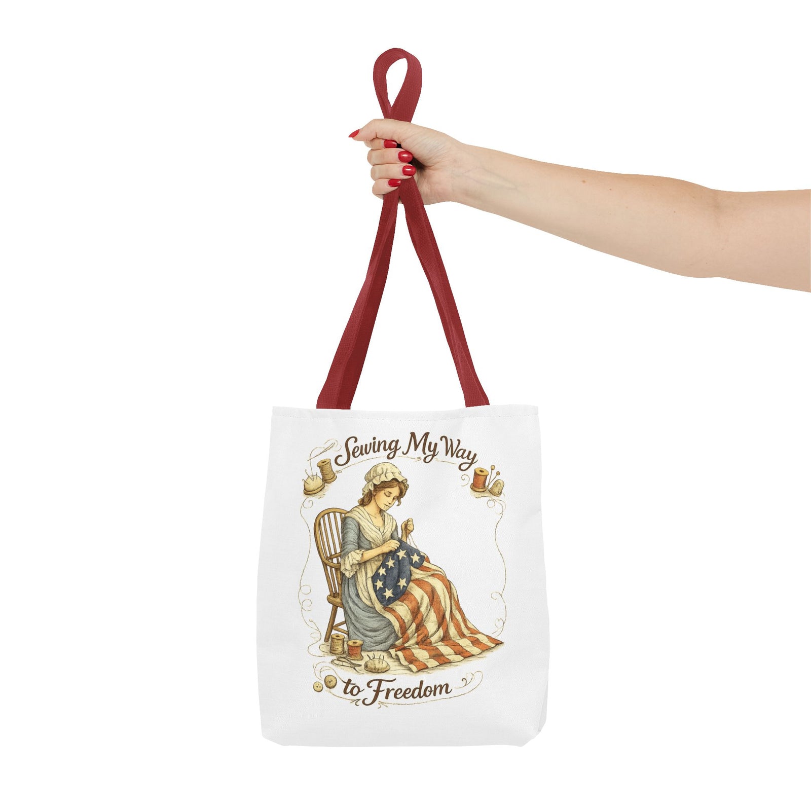 Sewing My Way to Freedom Tote Bag — Patriotic Quilter Gift - 4LibertyShop.com