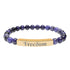 Engraved Natural Stone Stretch Bar Bracelet — "Freedom" Inspirational Beaded Bracelet — 4LibertyShop.com