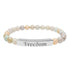 Engraved Natural Stone Stretch Bar Bracelet — "Freedom" Inspirational Beaded Bracelet — 4LibertyShop.com