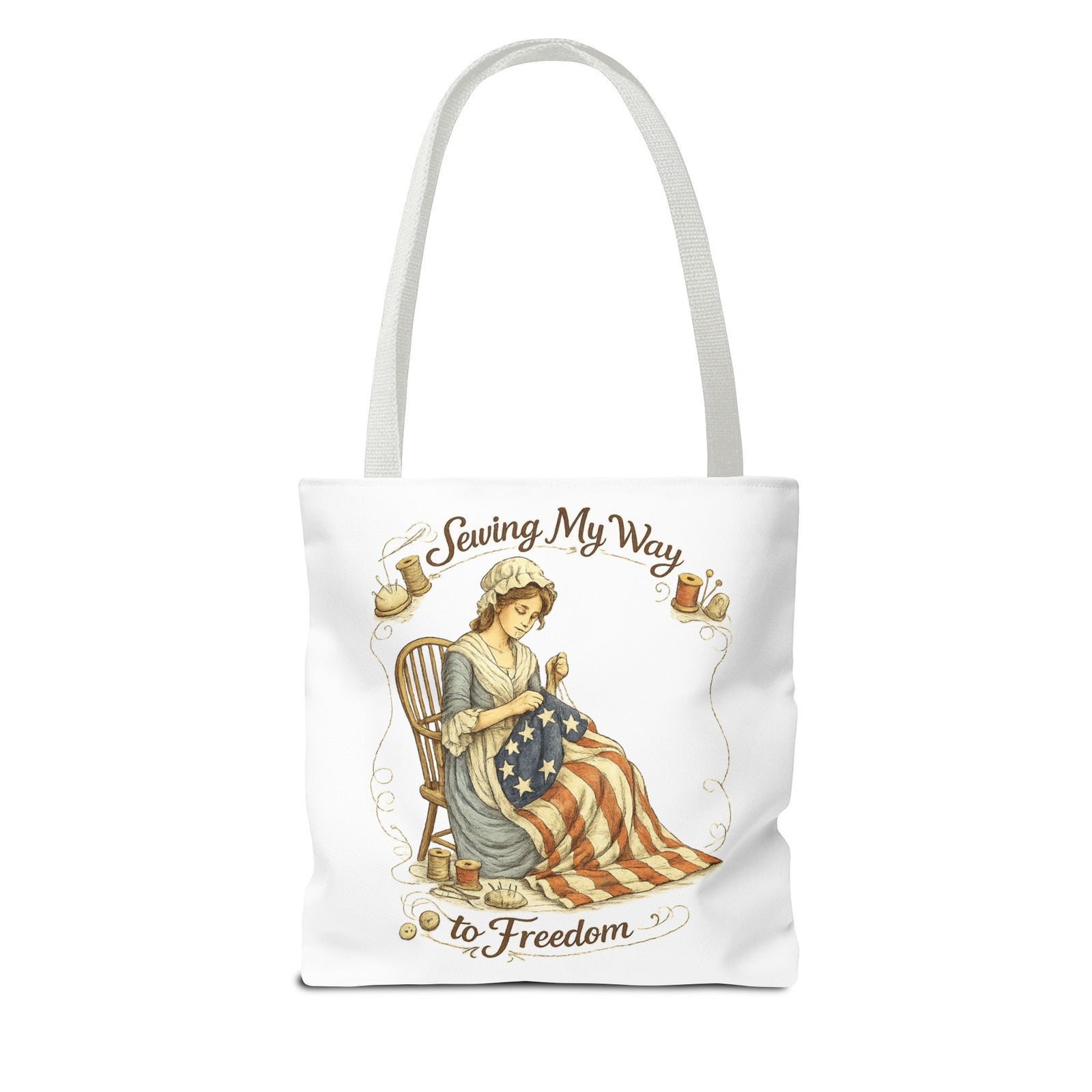Sewing My Way to Freedom Tote Bag — Patriotic Quilter Gift - 4LibertyShop.com