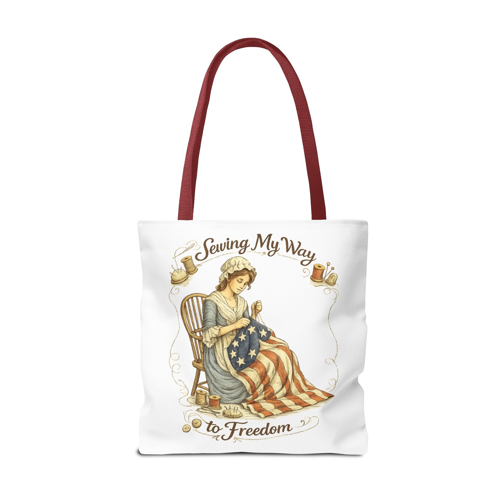 Sewing My Way to Freedom Tote Bag — Patriotic Quilter Gift - 4LibertyShop.com