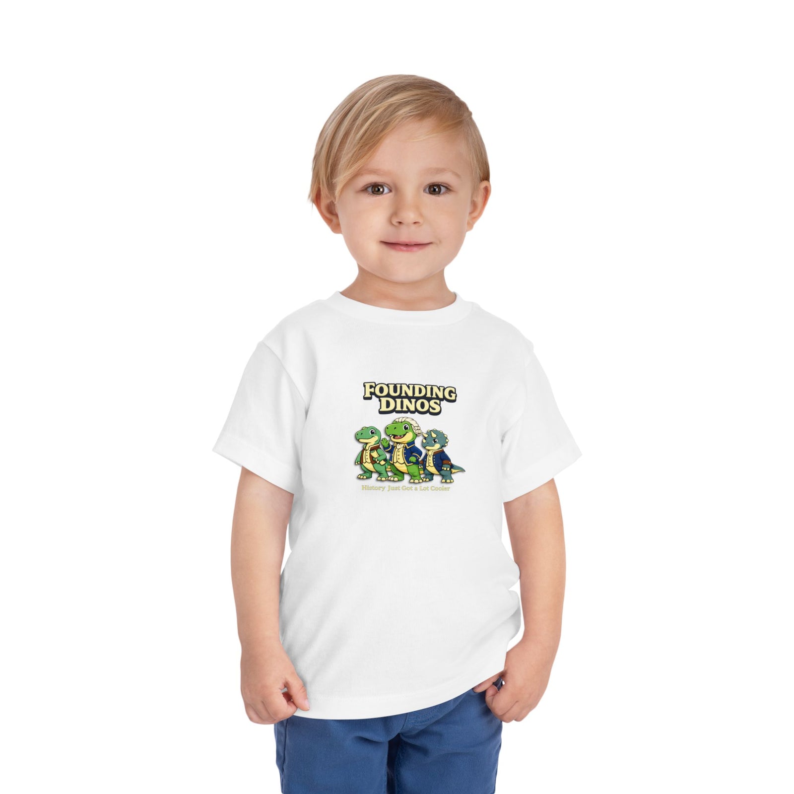 Founding Dinos Toddler Tee - Cute Patriotic Dinosaur Kids Shirt - 4LibertyShop.com