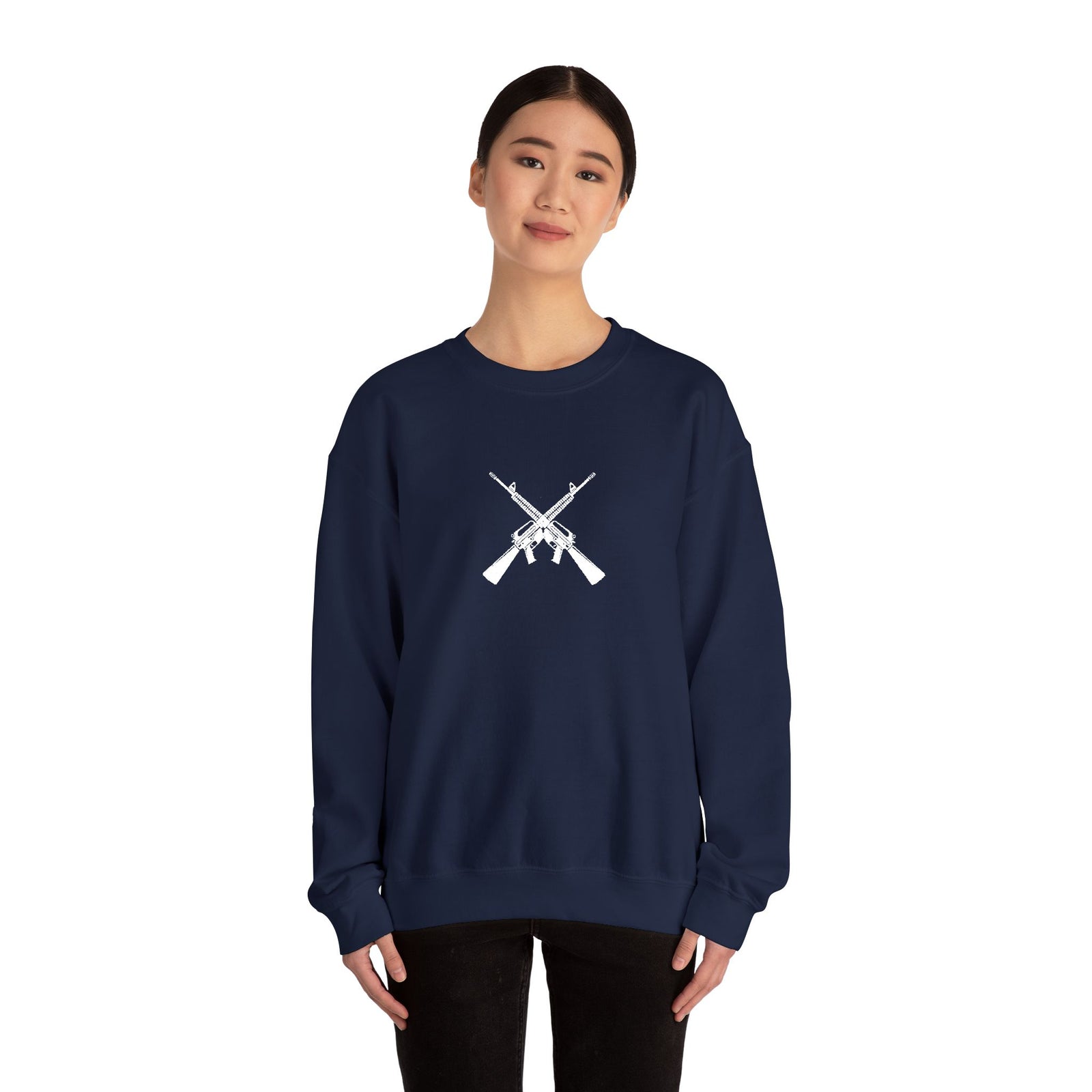 Crossed Rifles Crewneck Sweatshirt — Tactical Military Graphic Pullover