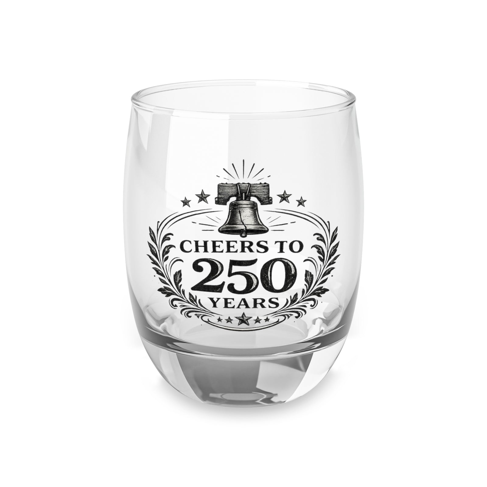 Cheers to 250 Years Whiskey Glass — Commemorative Liberty Bell Design - 4LibertyShop.com