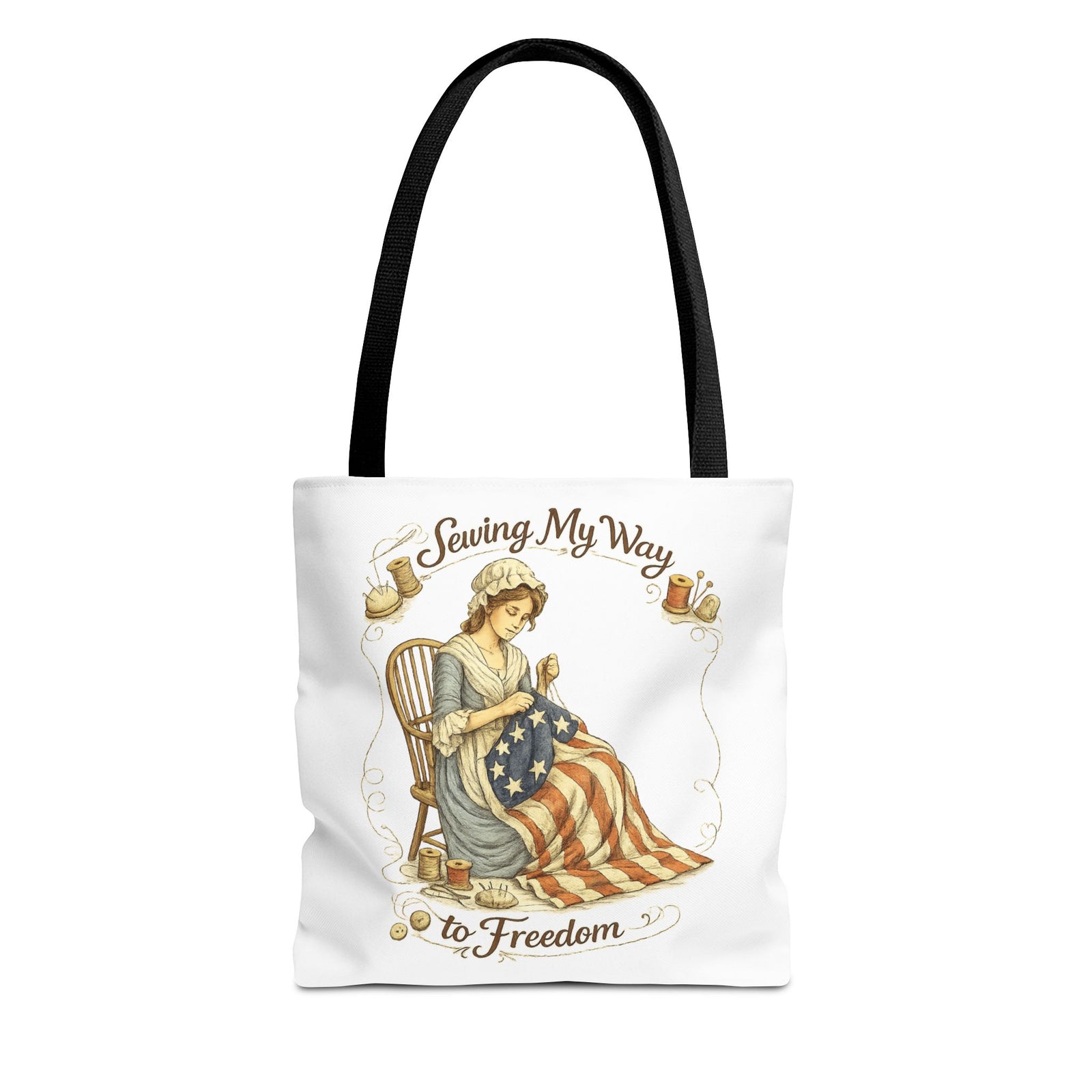 Sewing My Way to Freedom Tote Bag — Patriotic Quilter Gift - 4LibertyShop.com