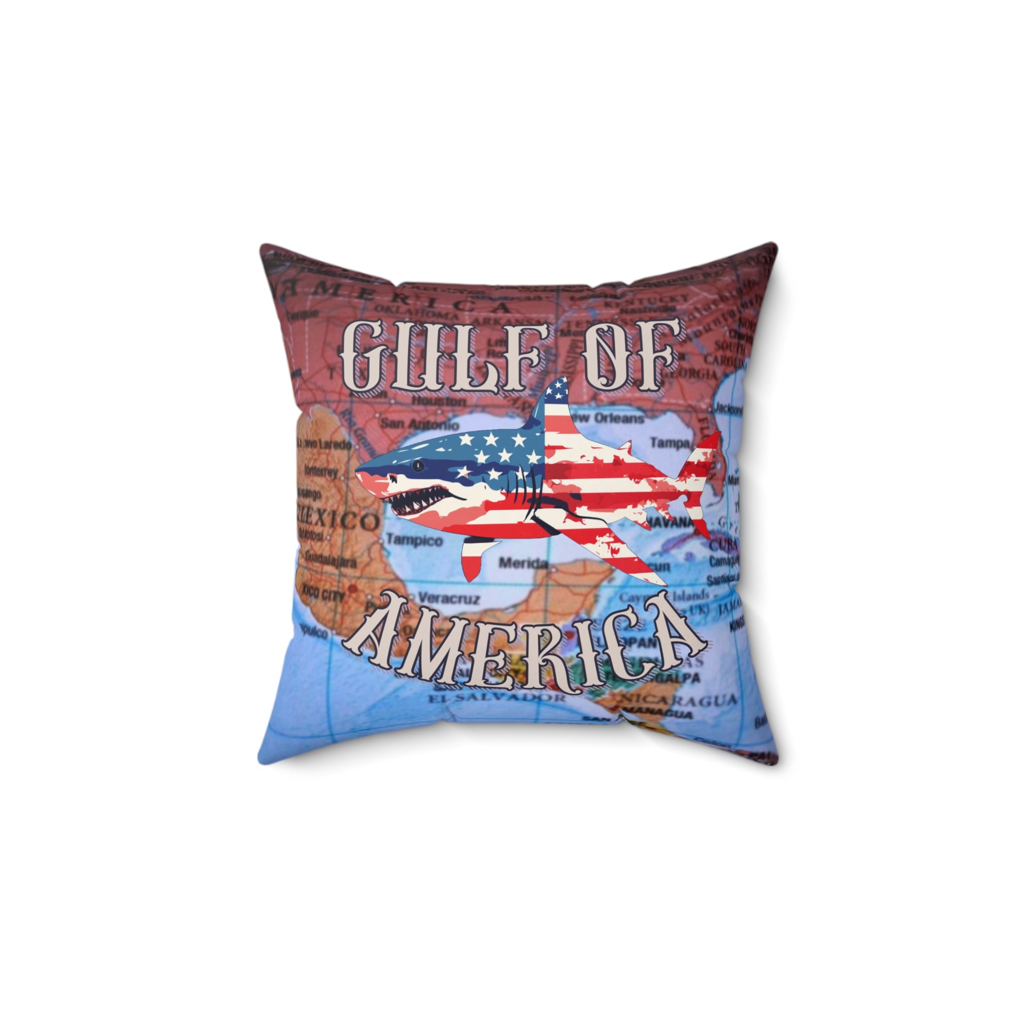 Gulf of America Shark Square Pillow