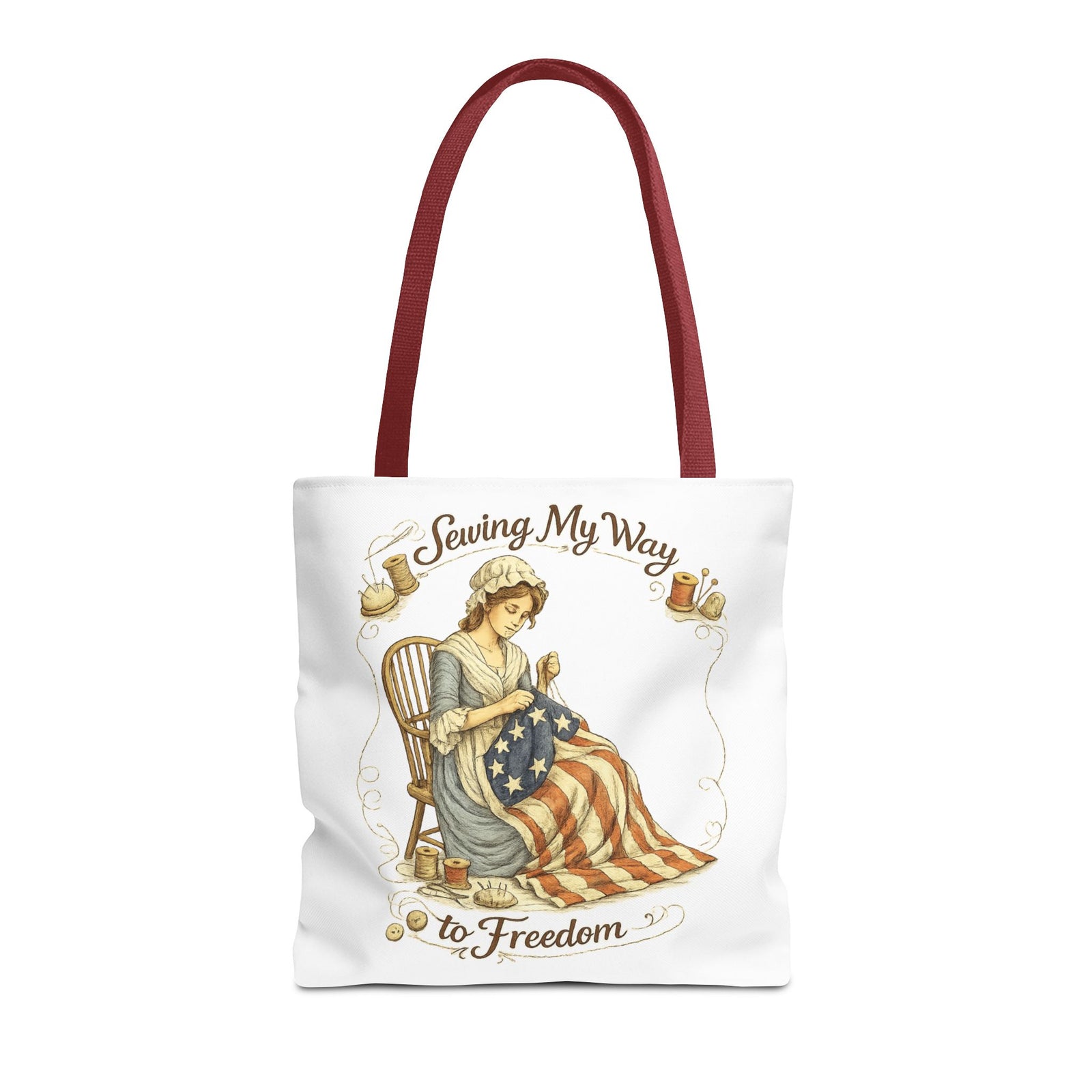 Sewing My Way to Freedom Tote Bag — Patriotic Quilter Gift - 4LibertyShop.com