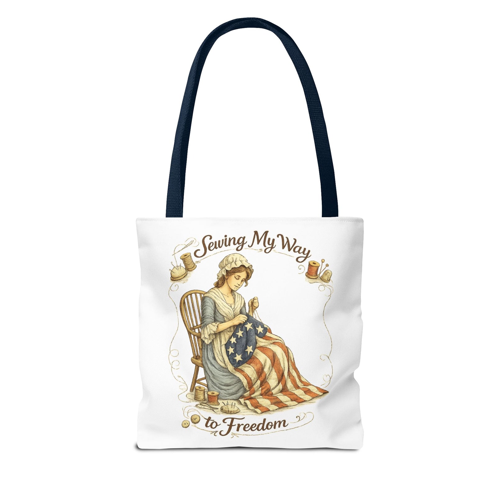 Sewing My Way to Freedom Tote Bag — Patriotic Quilter Gift - 4LibertyShop.com