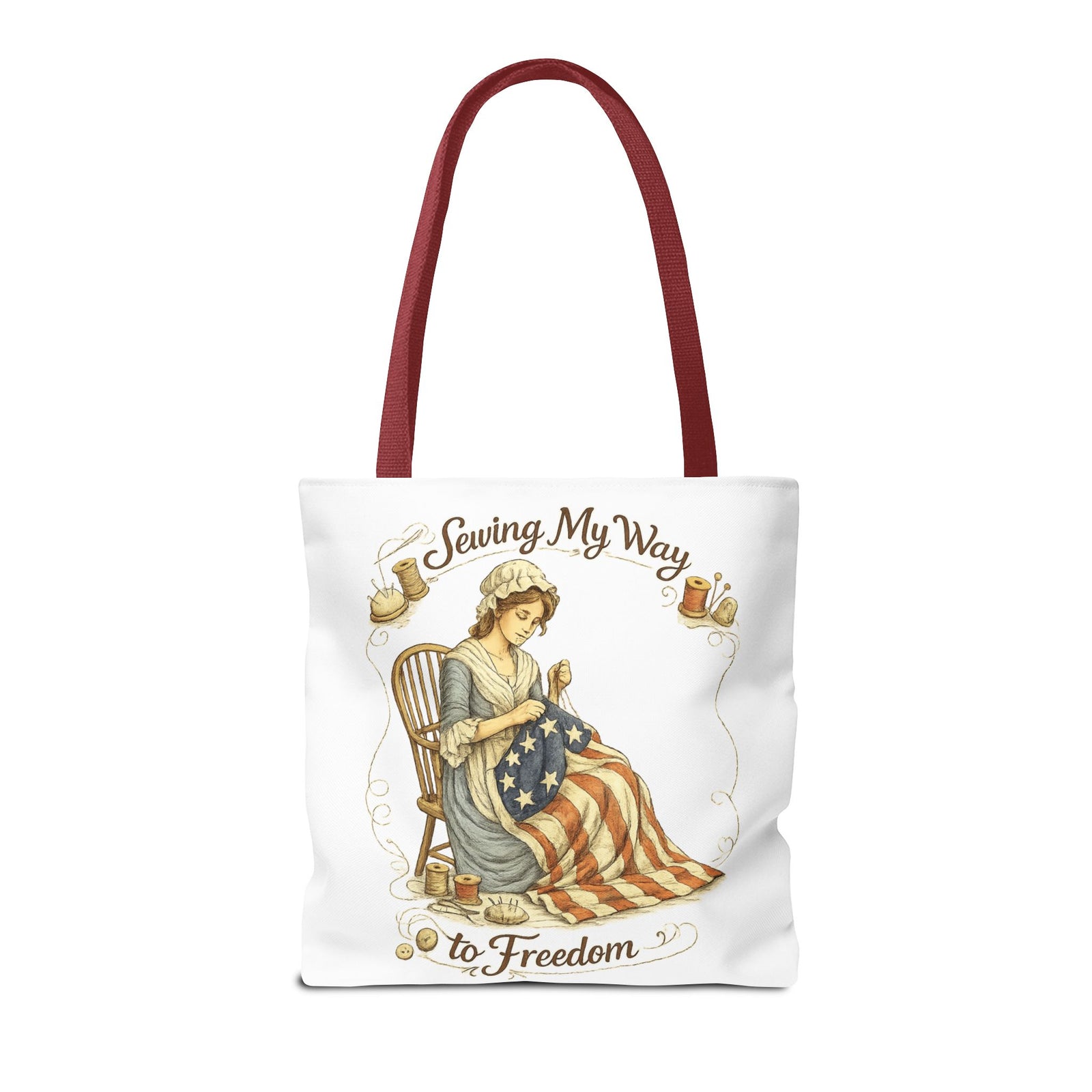 Sewing My Way to Freedom Tote Bag — Patriotic Quilter Gift - 4LibertyShop.com