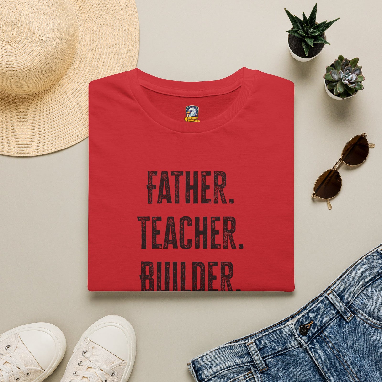 Homeschool Workshop - Father. Teacher. Builder. Homeschool Dad T-Shirt - 4LibertyShop.com