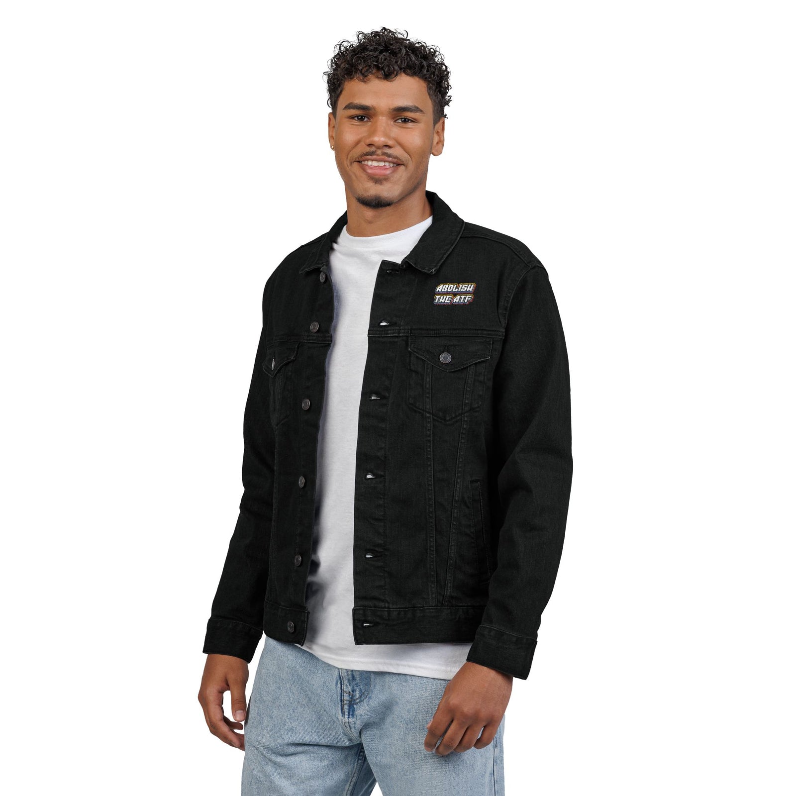 Abolish the ATF 2nd Amendment Denim Jacket with Gadsden Snake Sleeve