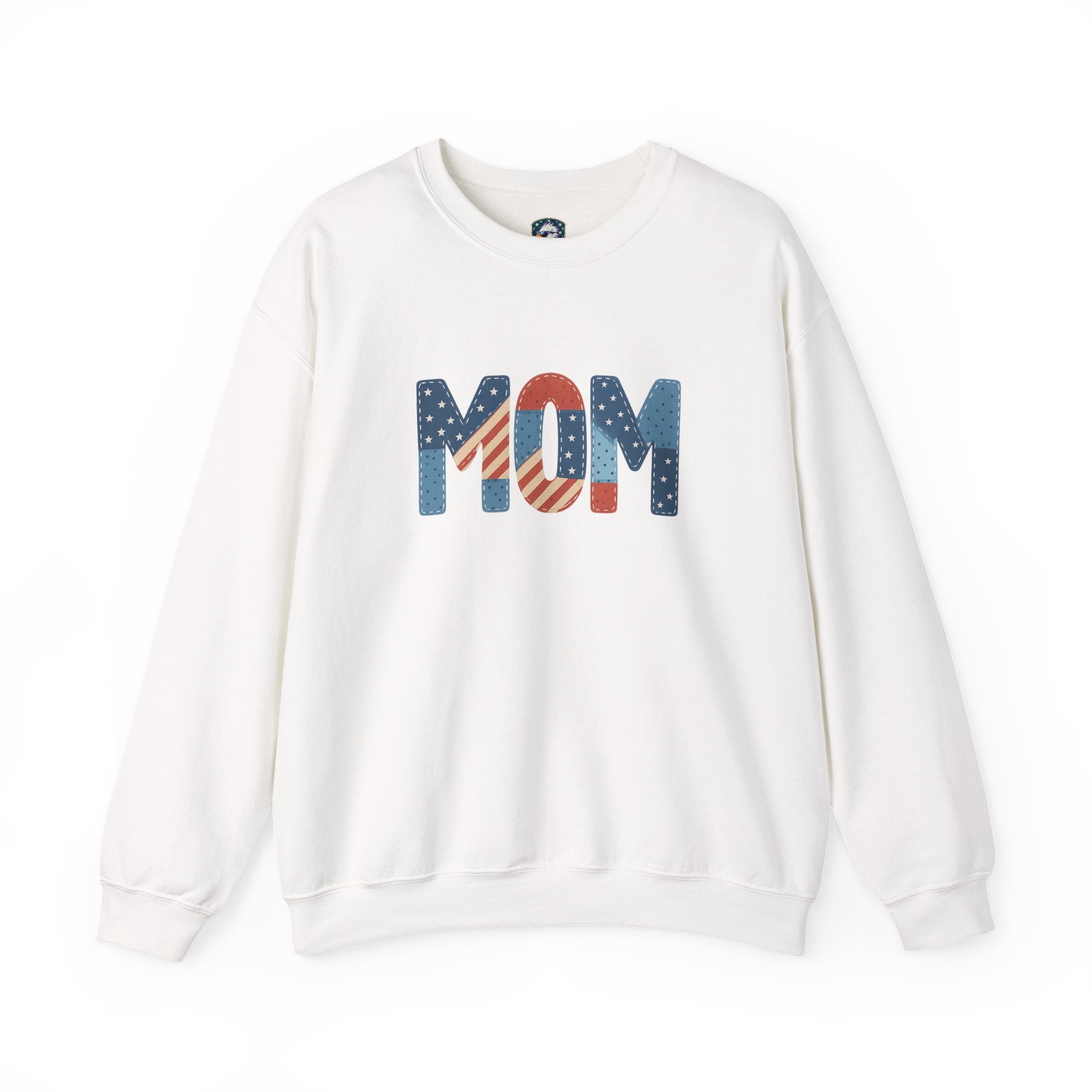 Embroidered Patriotic Mom Crewneck Sweatshirt - 4LibertyShop.com