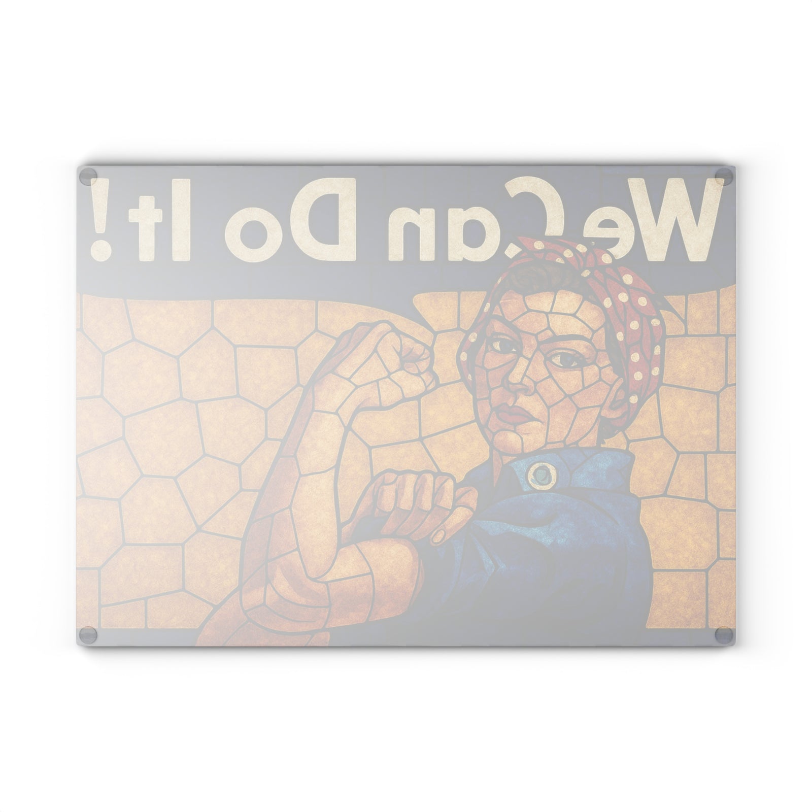 Stained Glass Rosie the Riveter Glass Cutting Board
