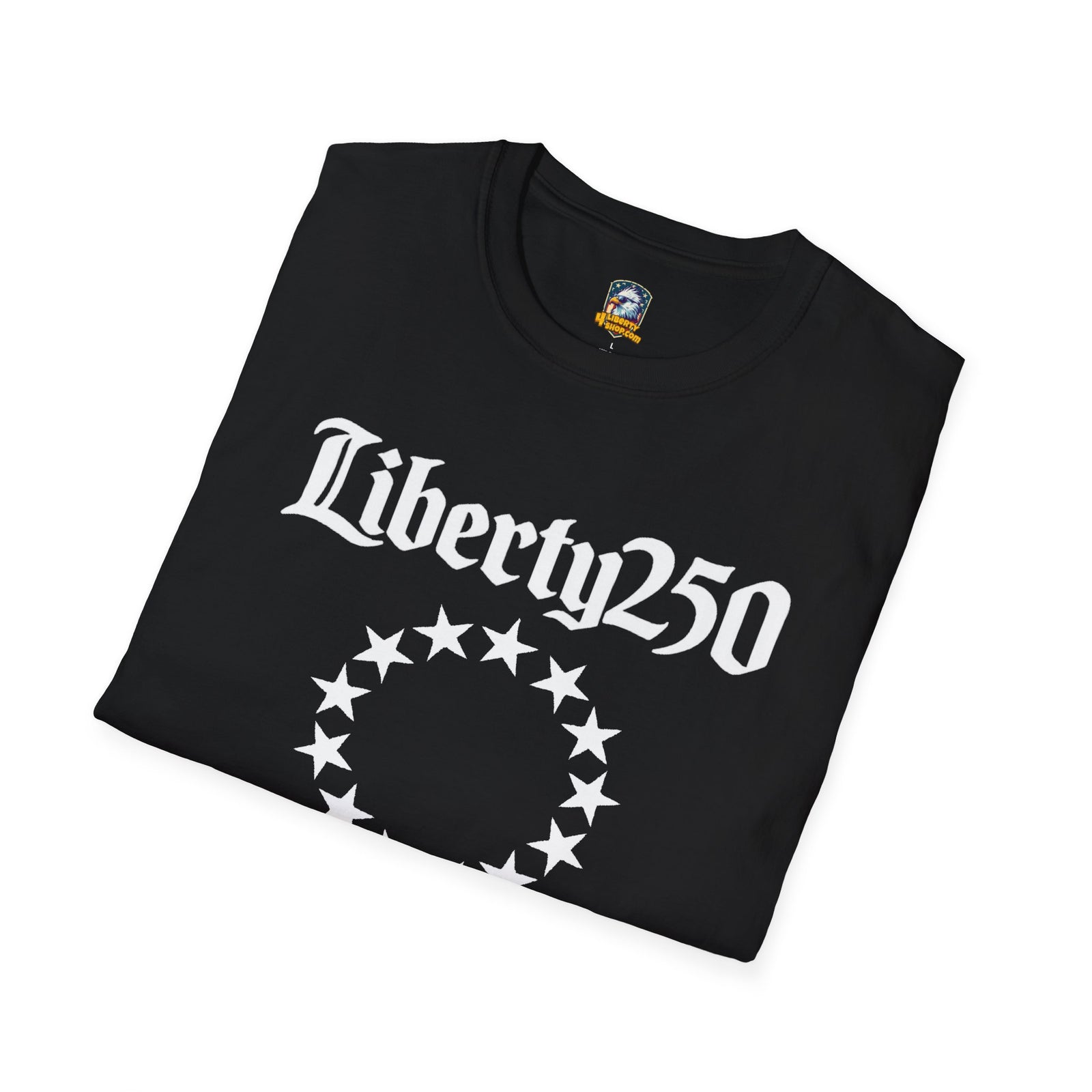 Liberty250 T-Shirt — Vintage Betsy Ross Star Circle Patriotic Tee - 4LibertyShop.com