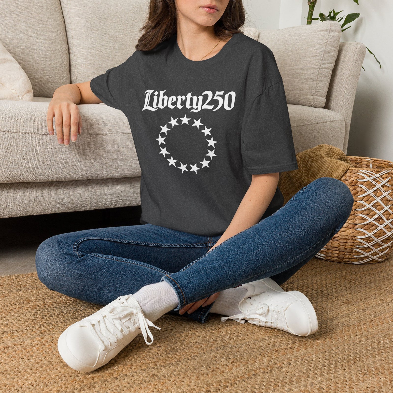 Liberty250 T-Shirt — Vintage Betsy Ross Star Circle Patriotic Tee - 4LibertyShop.com