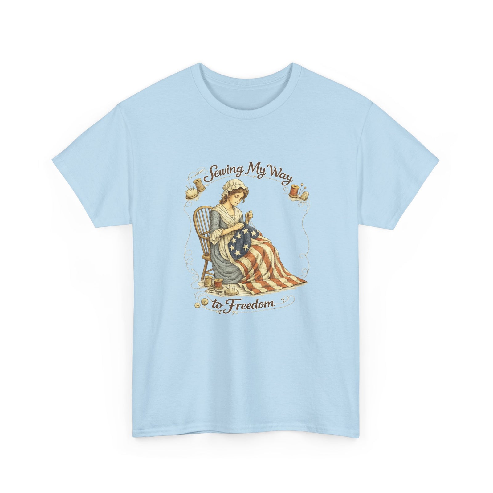 Patriotic 'Sewing My Way to Freedom' Tee - 4LibertyShop.com