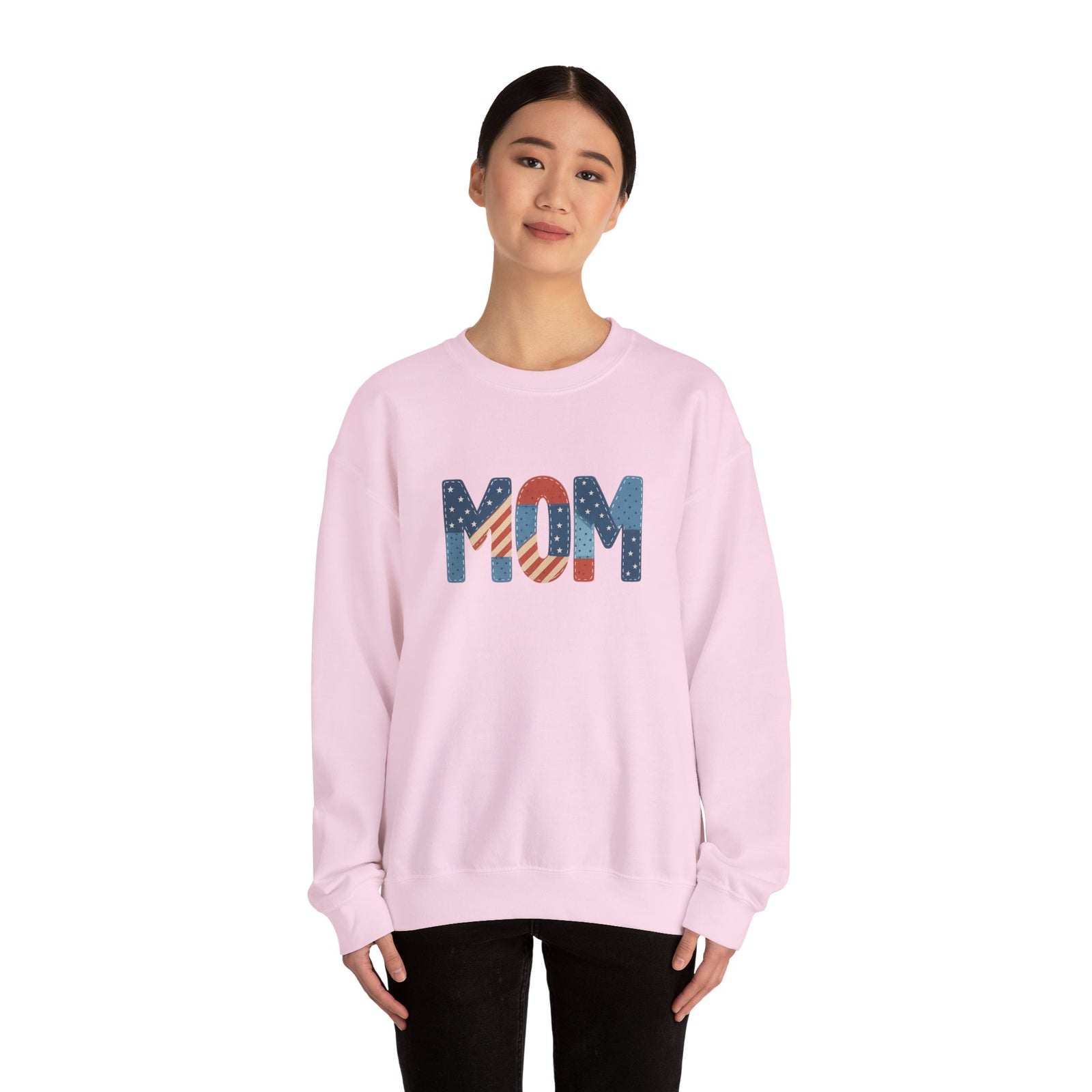 Embroidered Patriotic Mom Crewneck Sweatshirt - 4LibertyShop.com