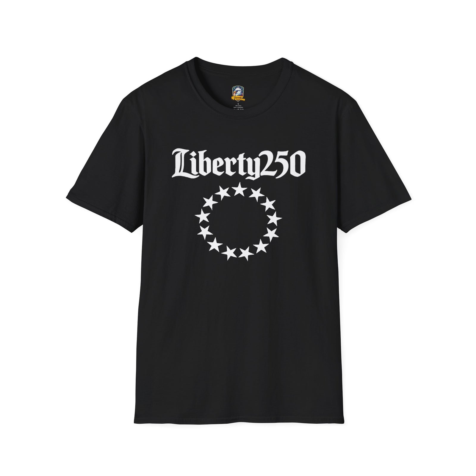 Liberty250 T-Shirt — Vintage Betsy Ross Star Circle Patriotic Tee - 4LibertyShop.com