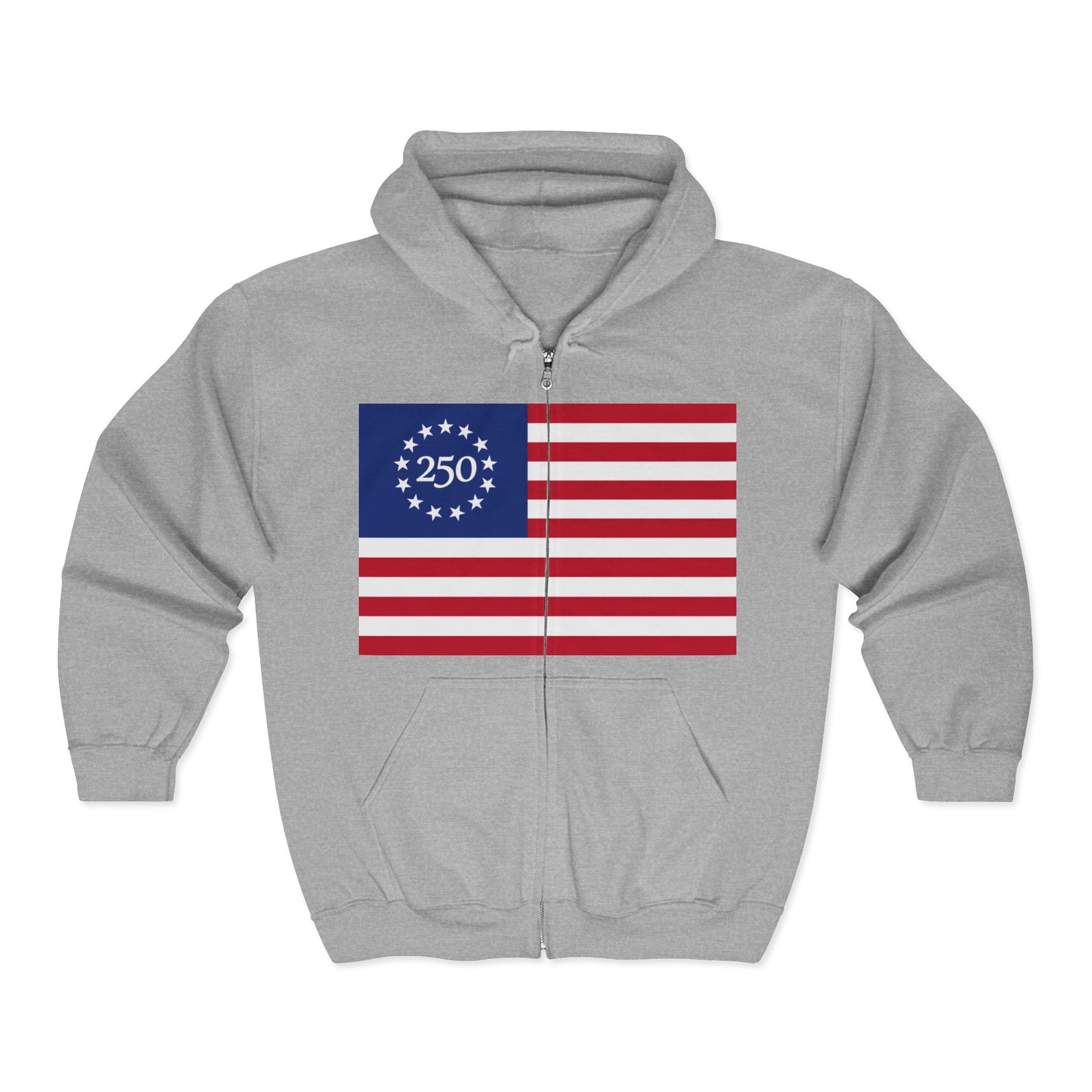250th Anniversary American Flag Full-Zip Hoodie - 4LibertyShop.com