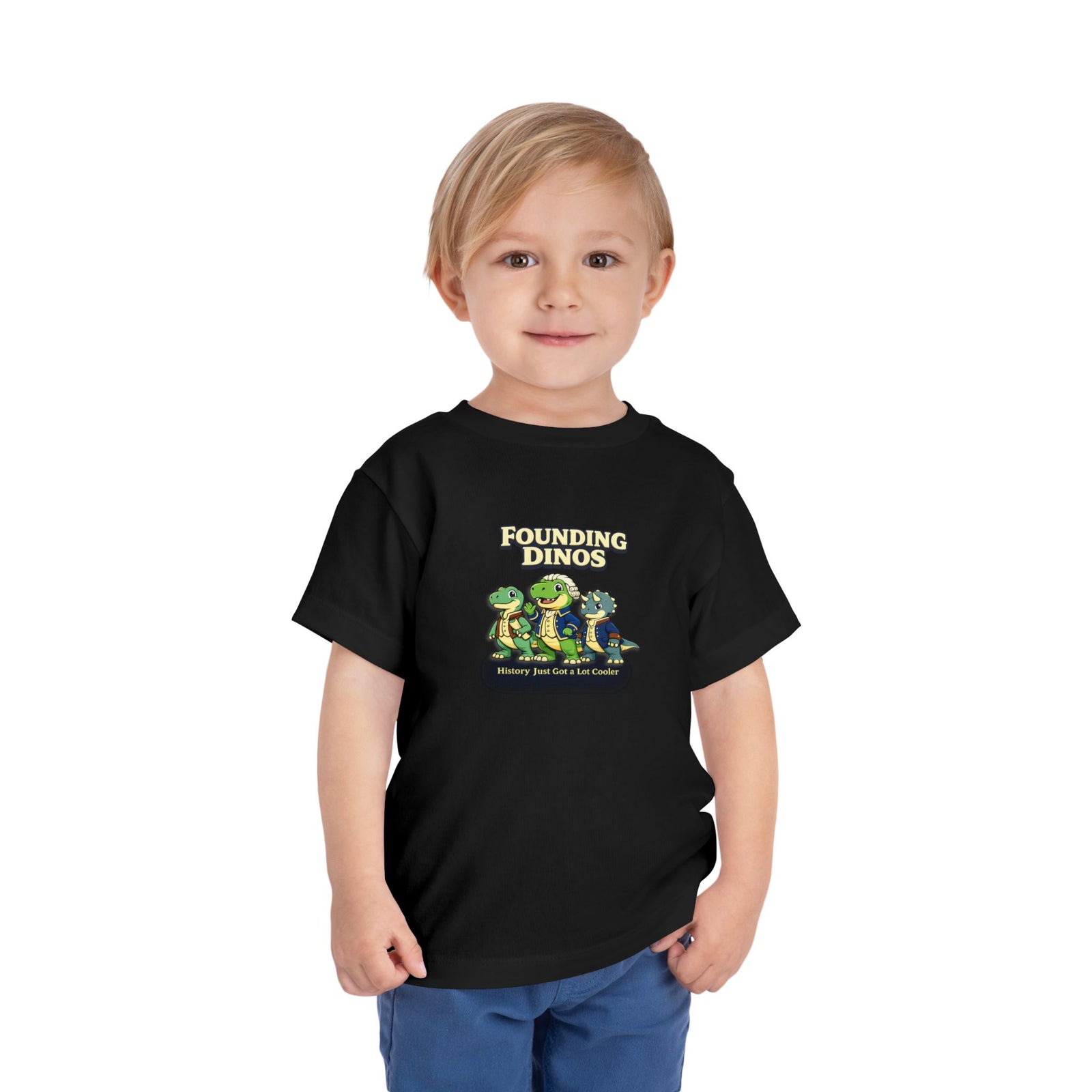 Founding Dinos Toddler Tee - Cute Patriotic Dinosaur Kids Shirt - 4LibertyShop.com