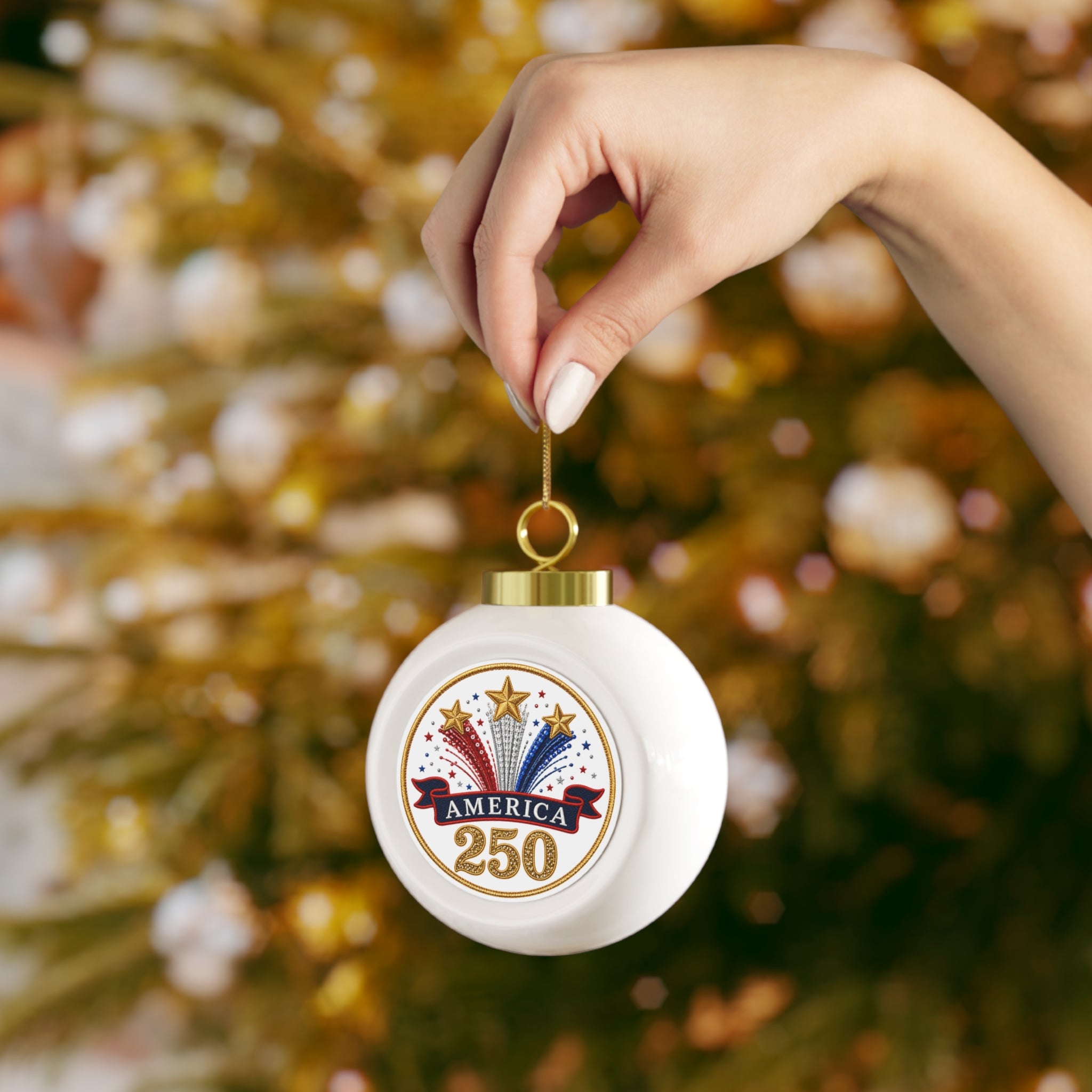 America 250 Patriotic Christmas Ball Ornament - 4LibertyShop.com