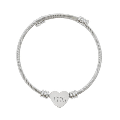 Engravable Heart Cuff Bracelet — Personalized 1776 Charm - 4LibertyShop.com