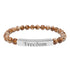 Engraved Natural Stone Stretch Bar Bracelet — "Freedom" Inspirational Beaded Bracelet — 4LibertyShop.com