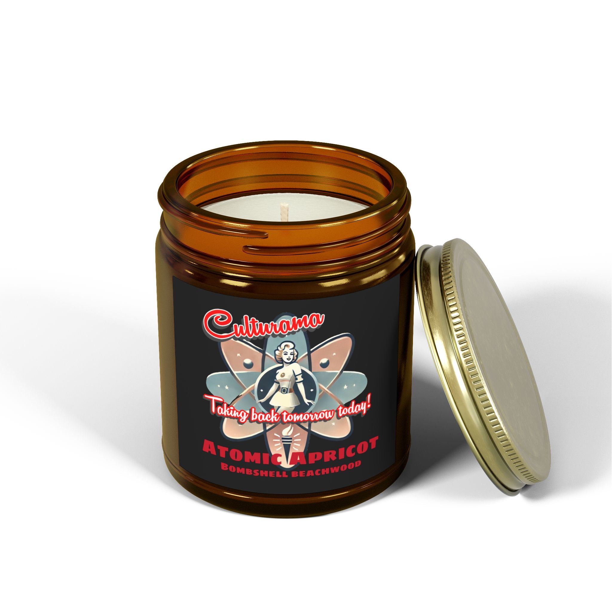 Culturama's Atomic Apricot Candles: Bombshell Beachwood (4oz, 9oz)