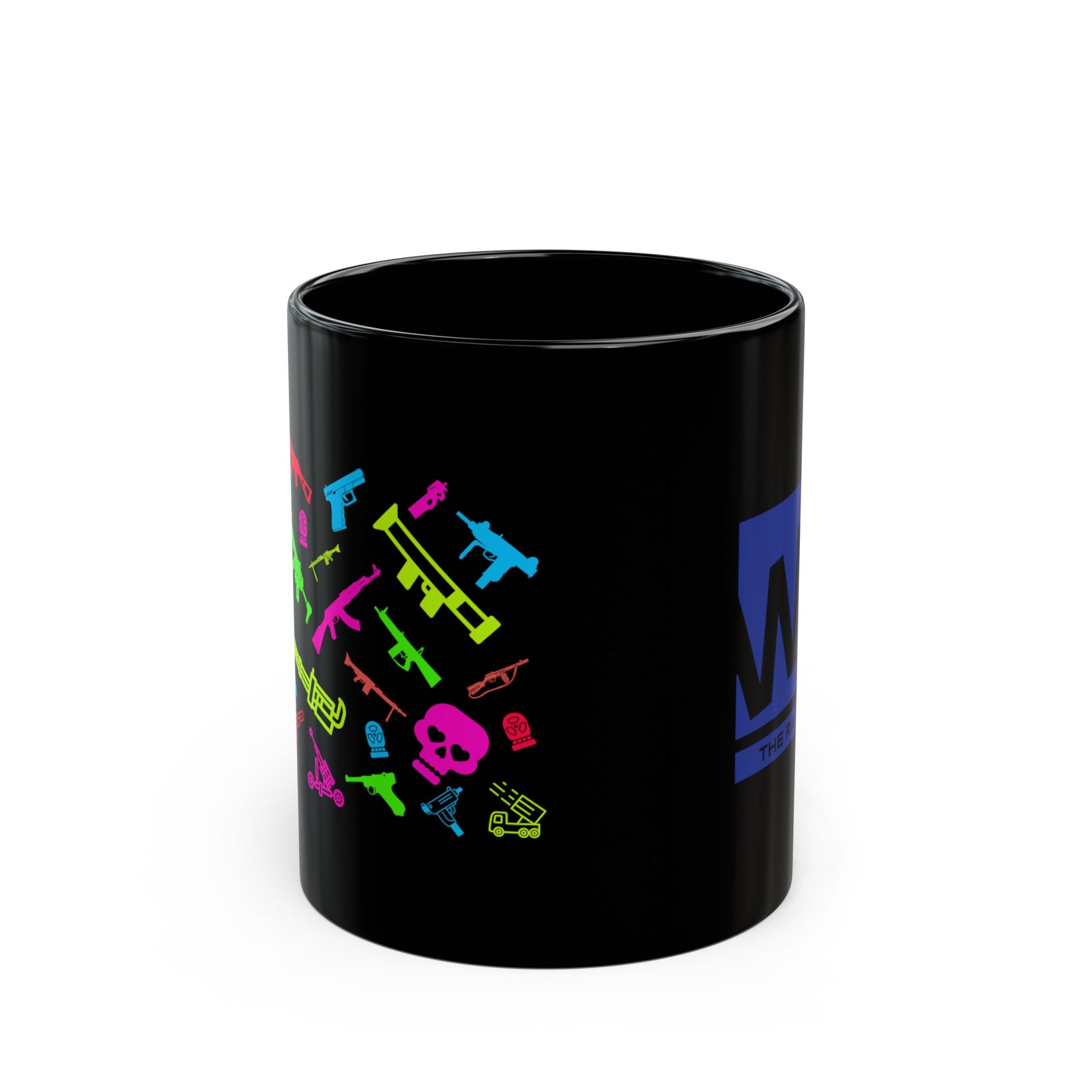 Walton & Johnson - Retro Neon Firearms 11oz Black Mug