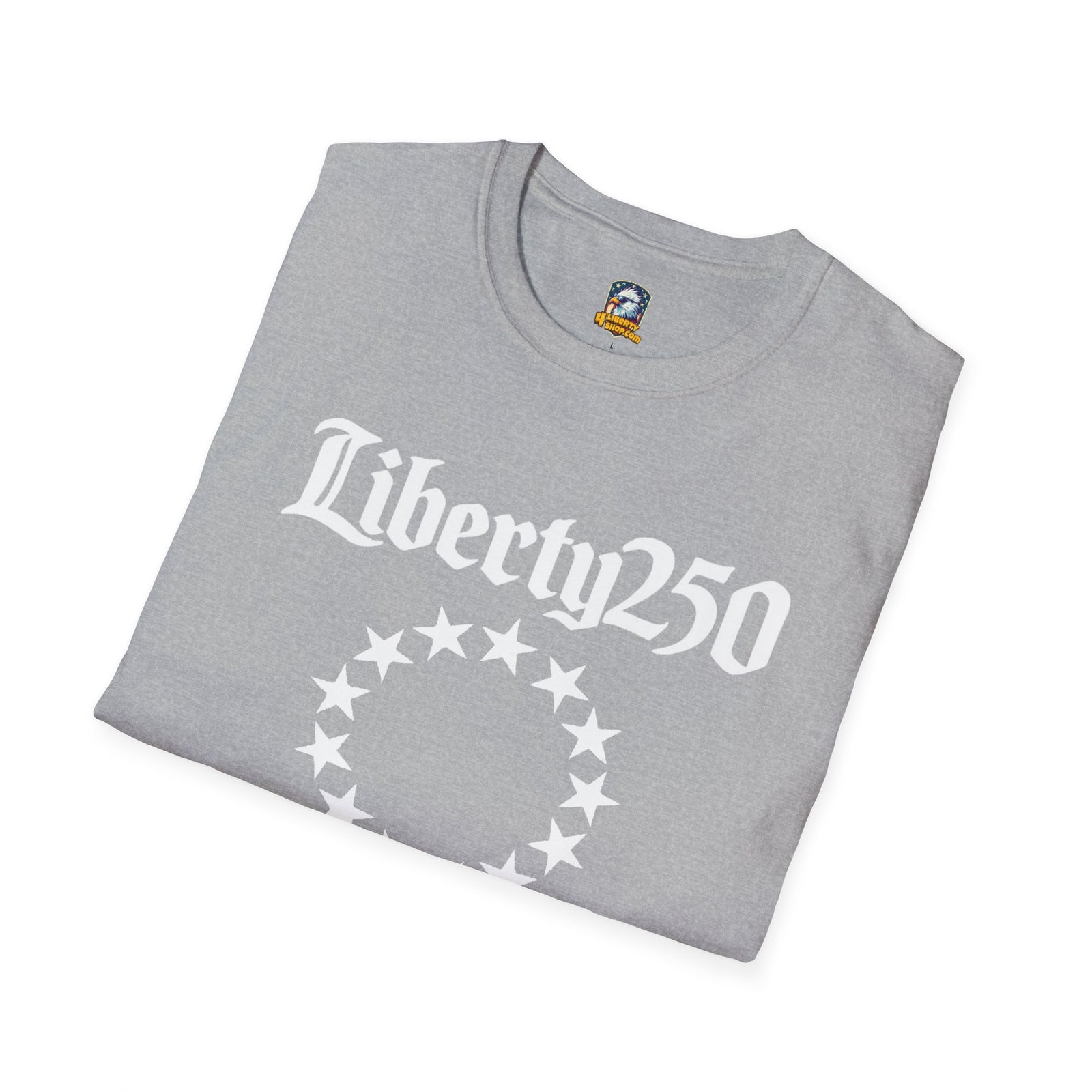 Liberty250 T-Shirt — Vintage Betsy Ross Star Circle Patriotic Tee - 4LibertyShop.com
