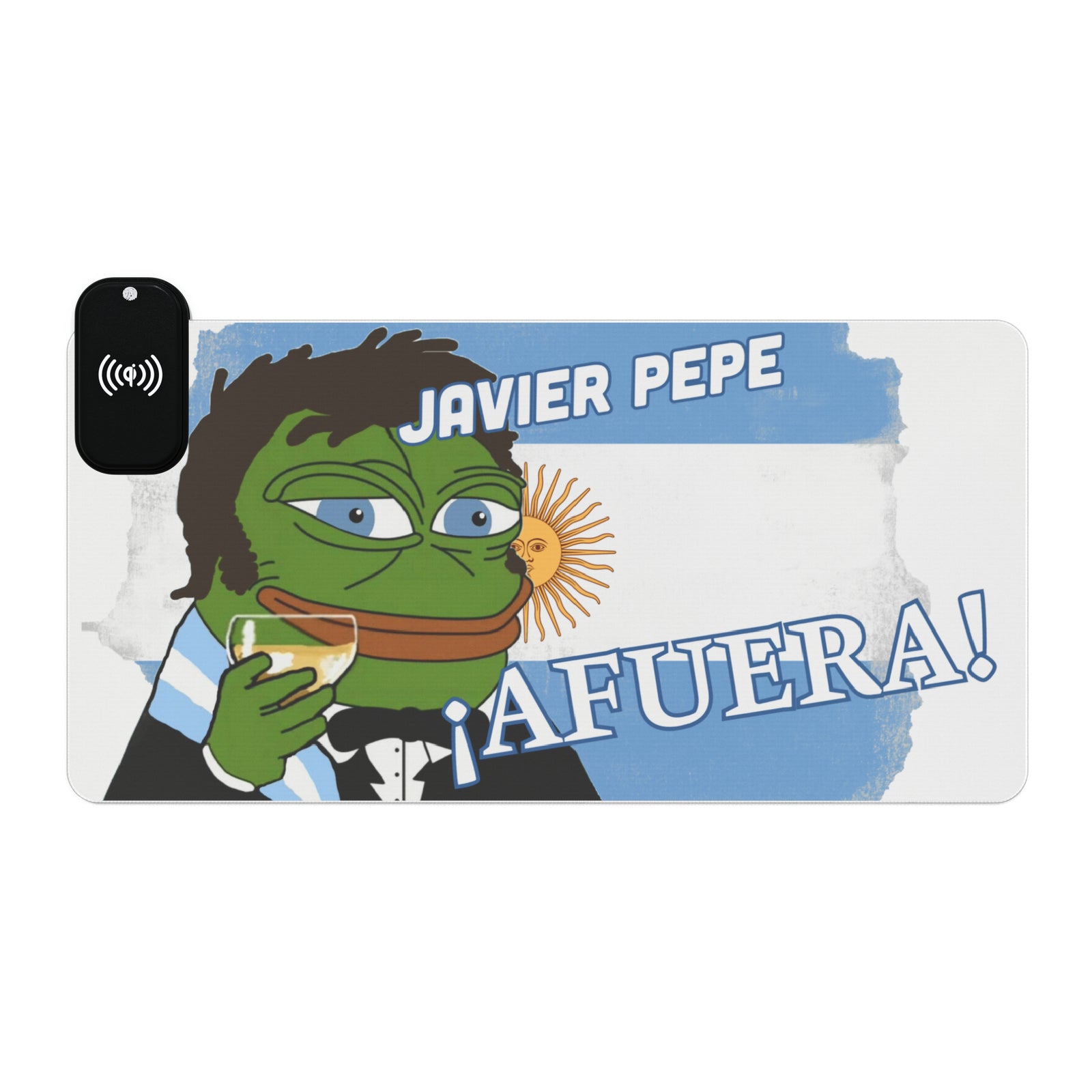 Javier Milei Pepe LED Gaming Mouse Pad, Wireless Charging