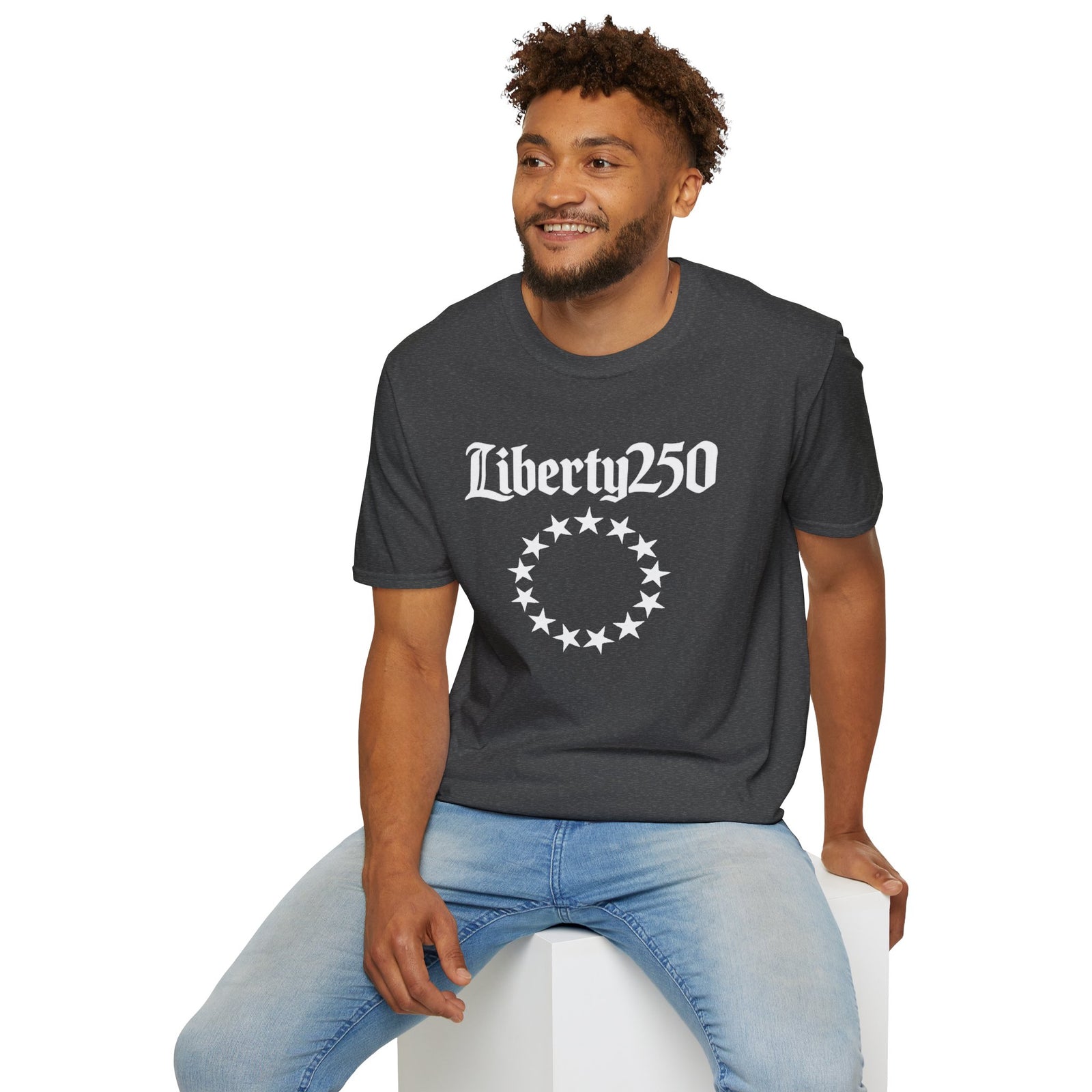 Liberty250 T-Shirt — Vintage Betsy Ross Star Circle Patriotic Tee - 4LibertyShop.com