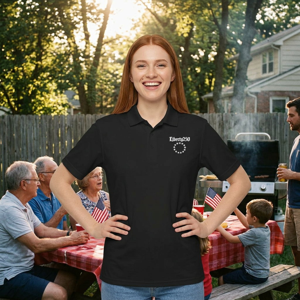 Liberty250 Embroidered Polo Shirt — Stars Emblem - 4LibertyShop.com